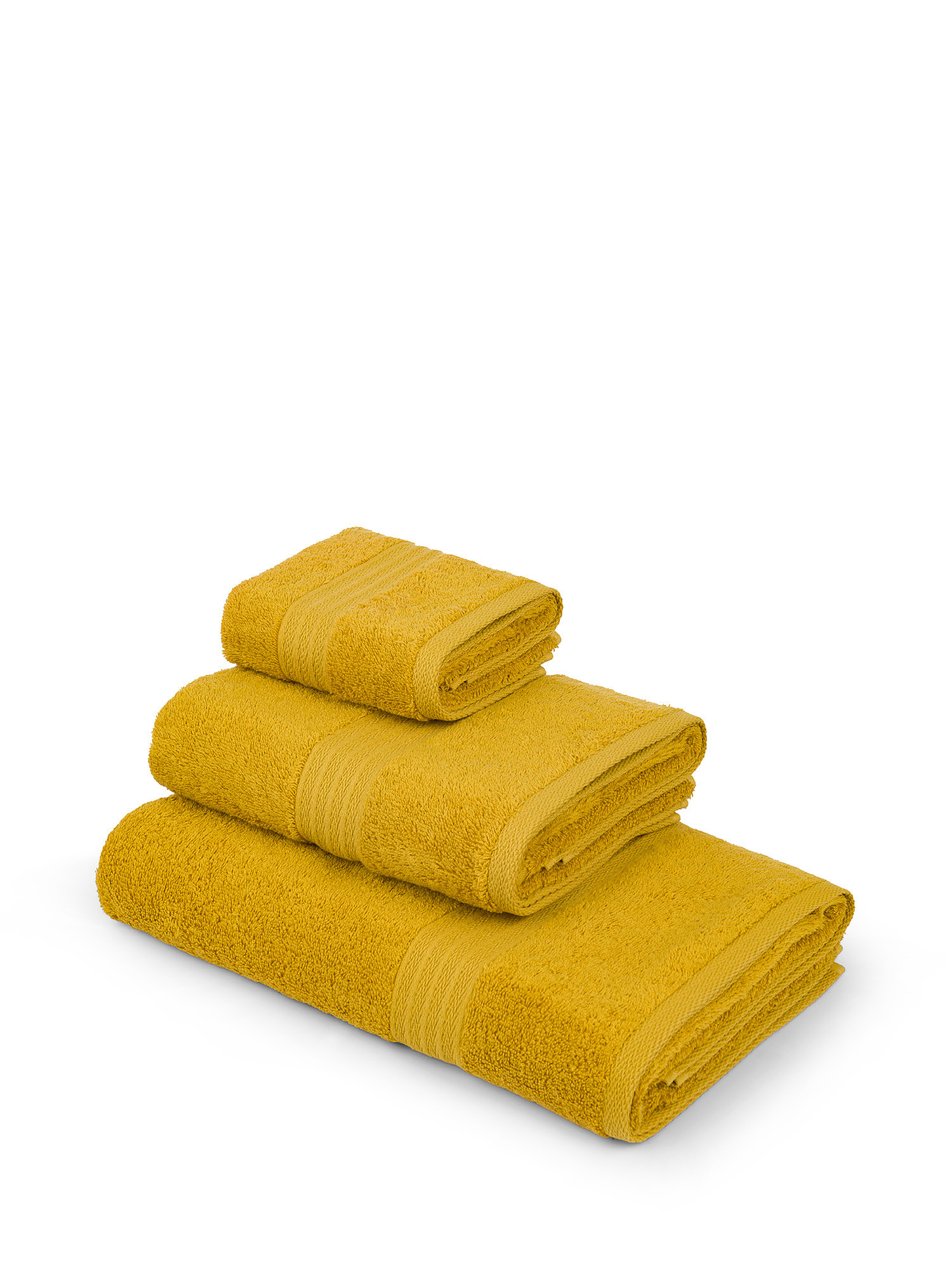 Zefiro solid color 100% cotton towel, Mustard Yellow, large image number 0