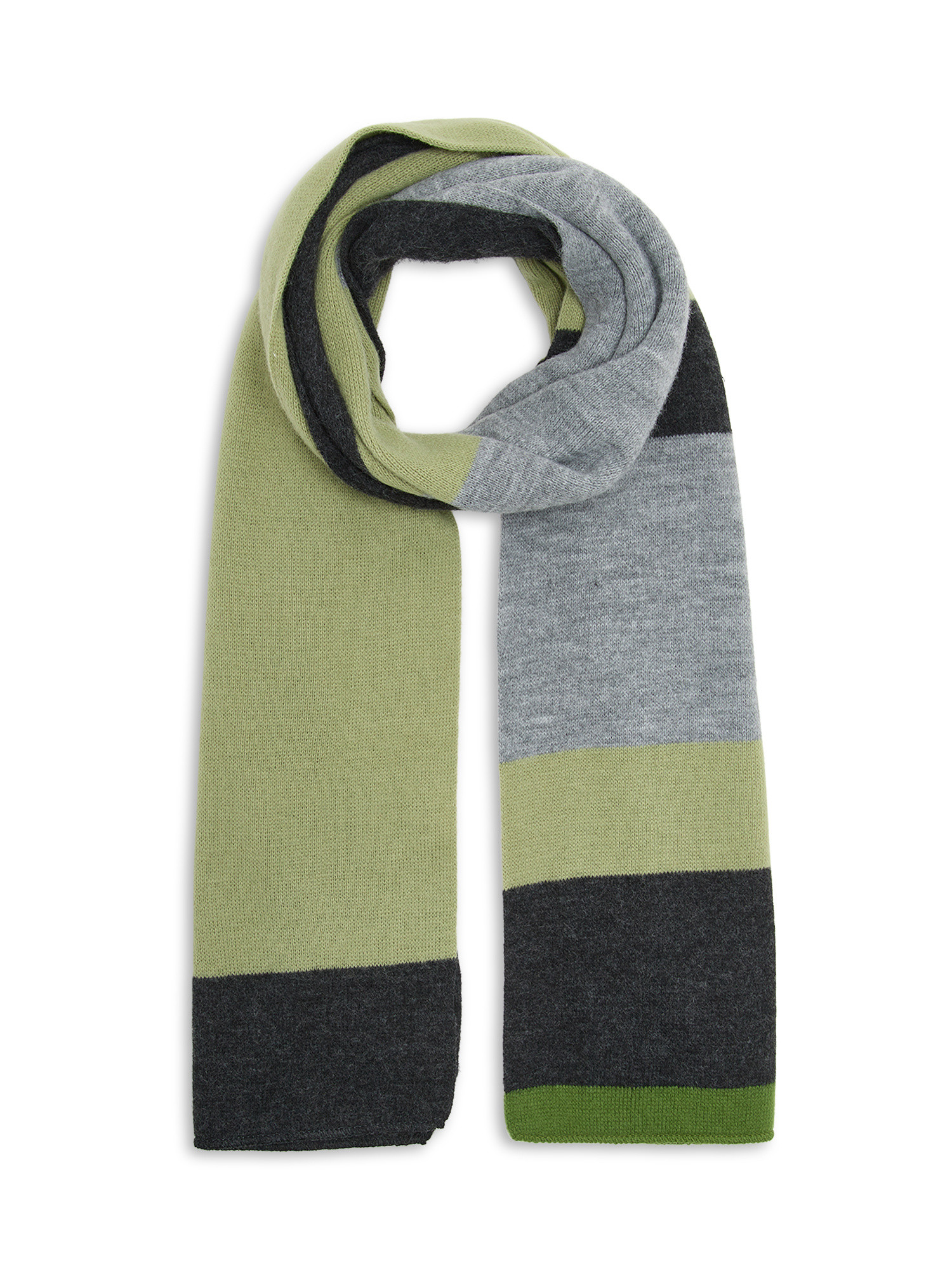 Koan - Geometric motif knit scarf, Grey, large image number 0
