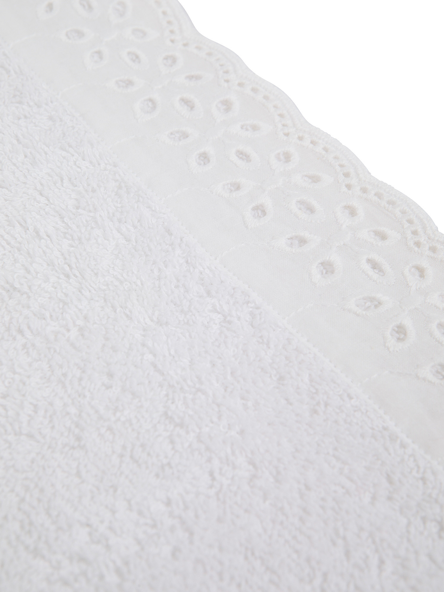 Cotton terry towel with Sangallo edge, White, large image number 2