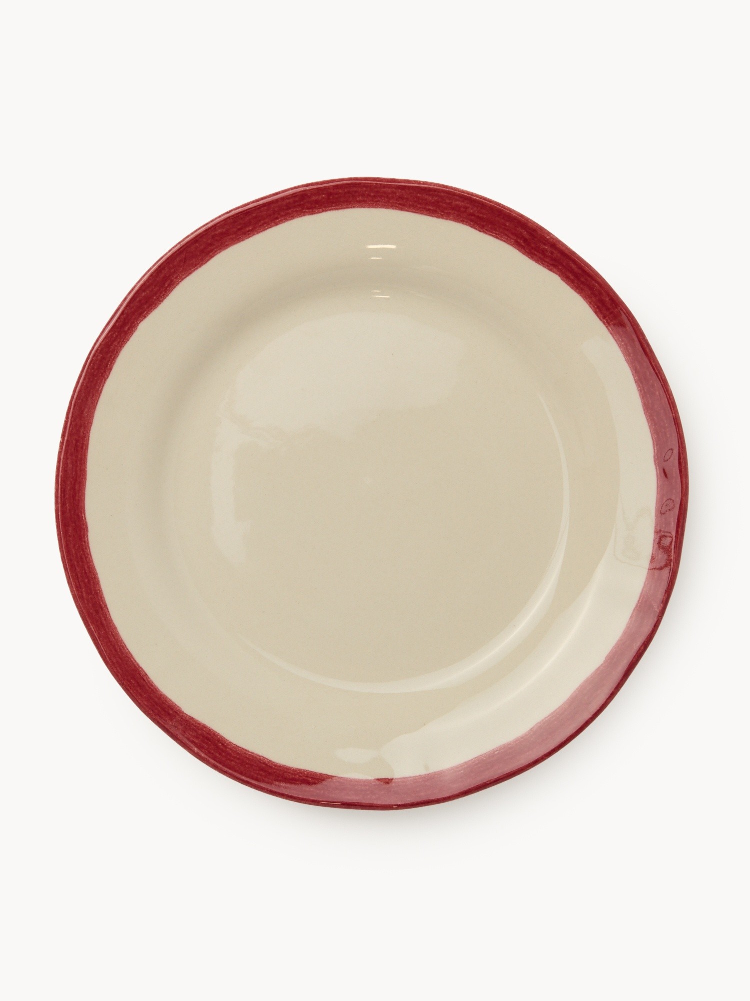 Ceramic side dish with colored edge, Bianco/Rosso, large image number 0