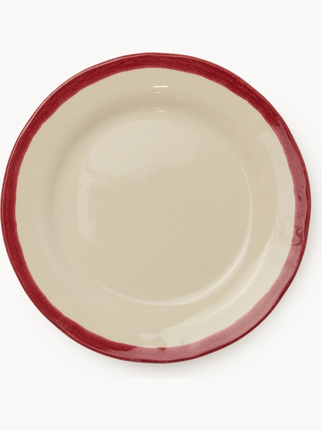Ceramic side dish with colored edge