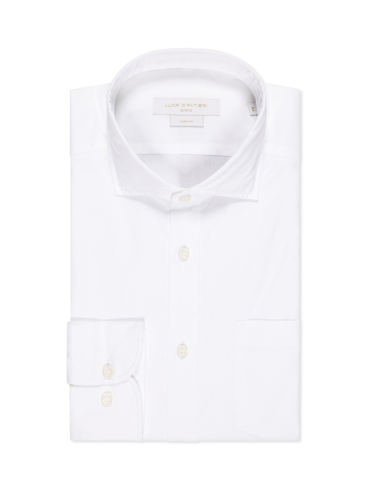 Camicia basic slim fit in puro cotone, Bianco, large image number 0