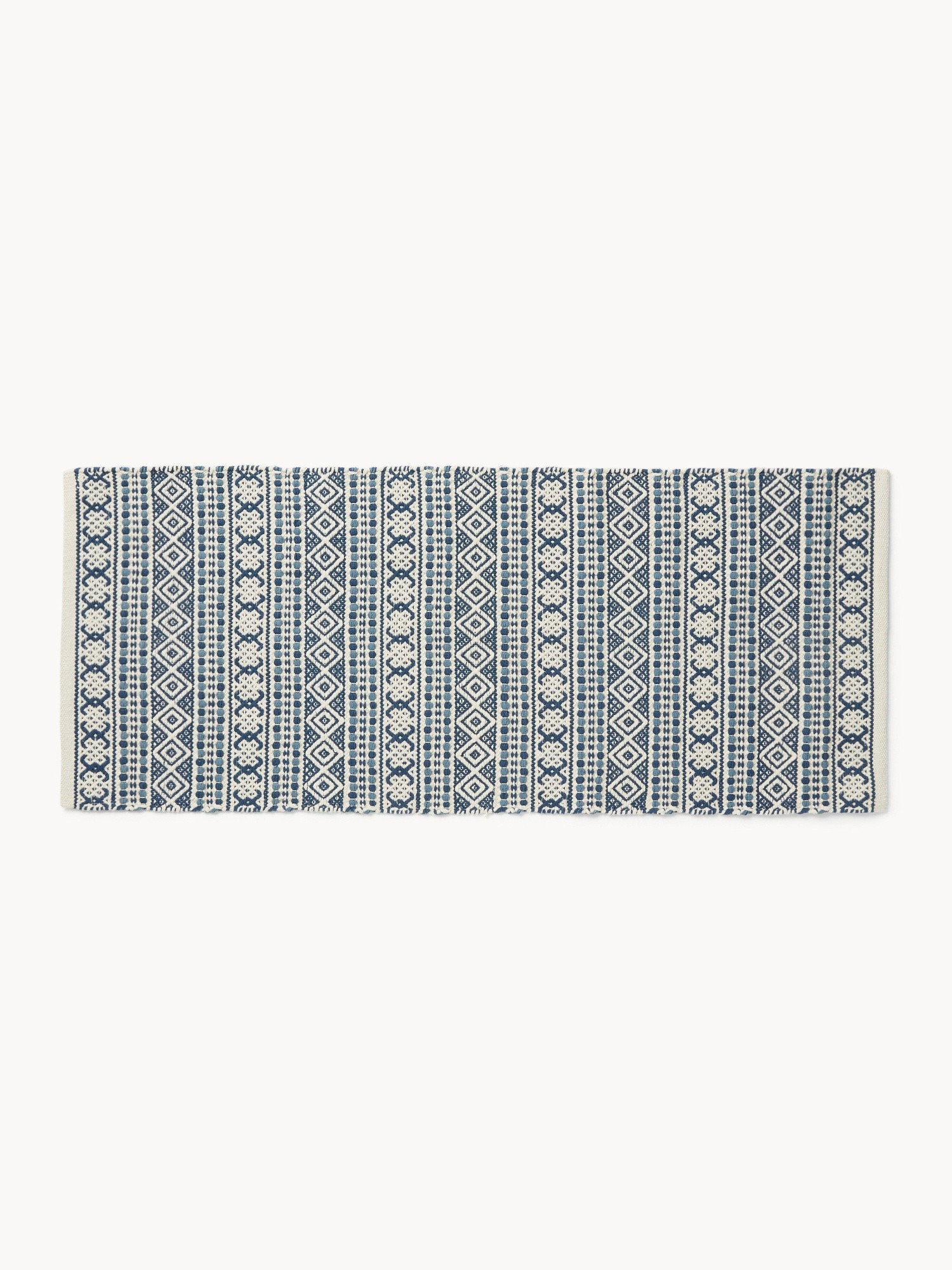 Pure Cotton Kitchen Mat with Geometric Pattern - Discounted Price, Blue, large image number 0