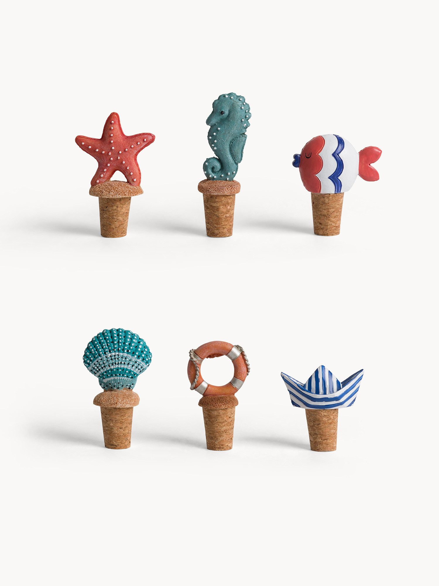 Sea themed polyresin and cork lids, Multicolor, large image number 0