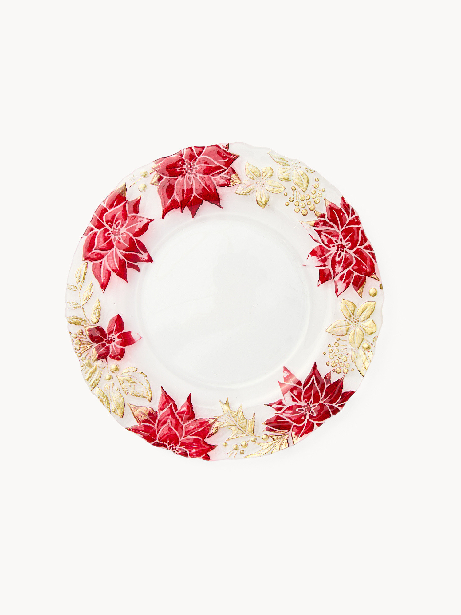 Glass fruit plate with a flower design, Red, large image number 0