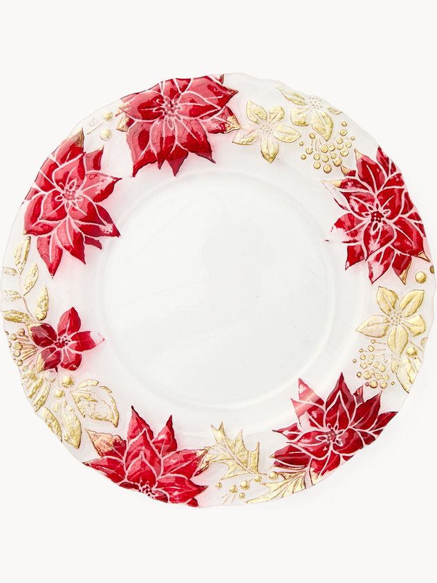 Glass fruit plate with a flower design
