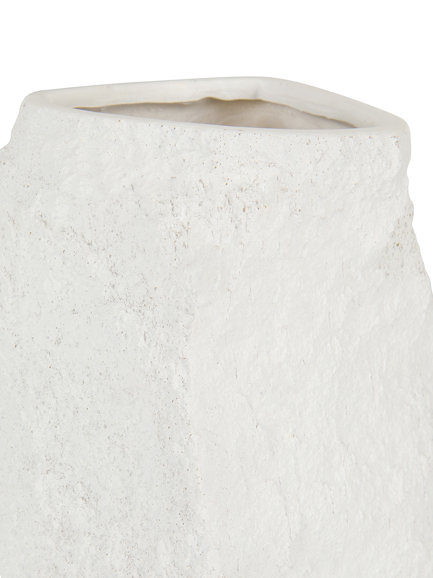 Vaso poliresina effetto roccia, Bianco, large image number 1