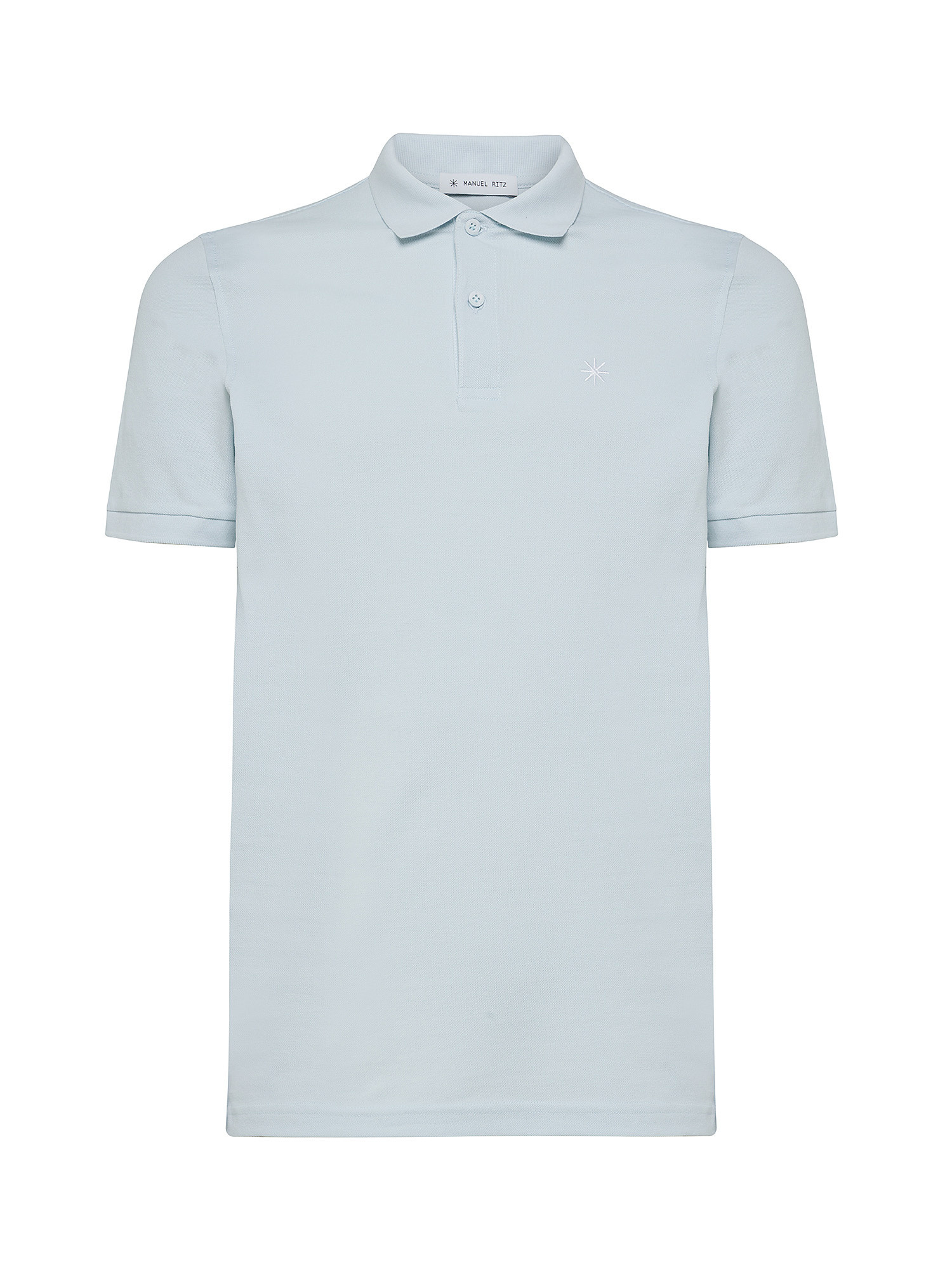 Manuel Ritz - Polo with contrasting embroidered logo, Light Blue, large image number 0