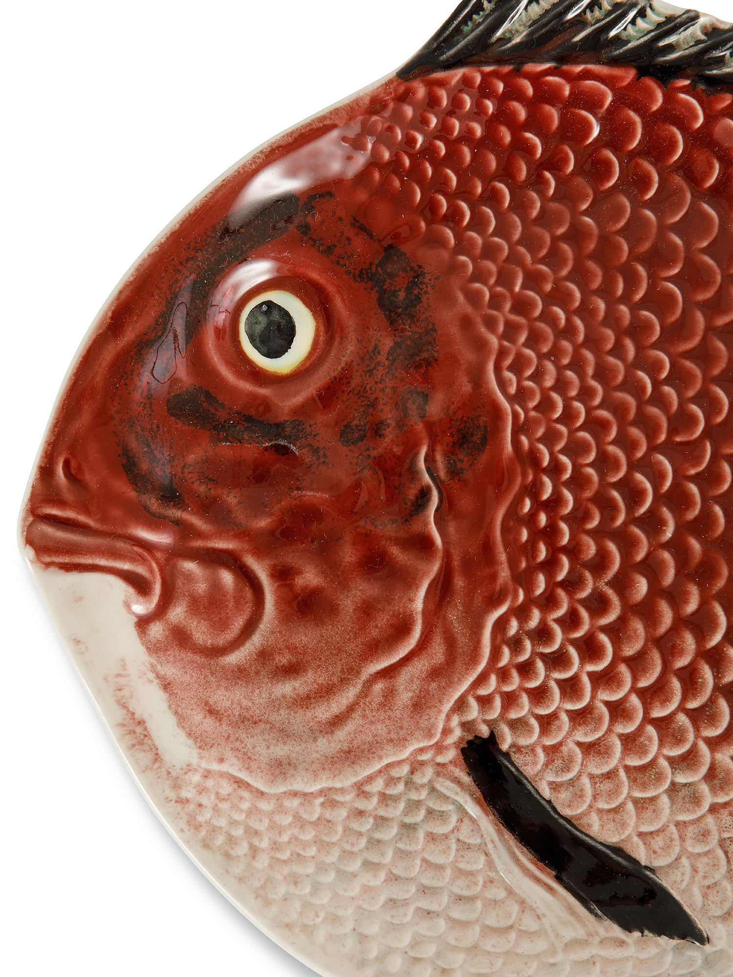 Piatto piano ceramica a pesce, Rosso, large image number 1