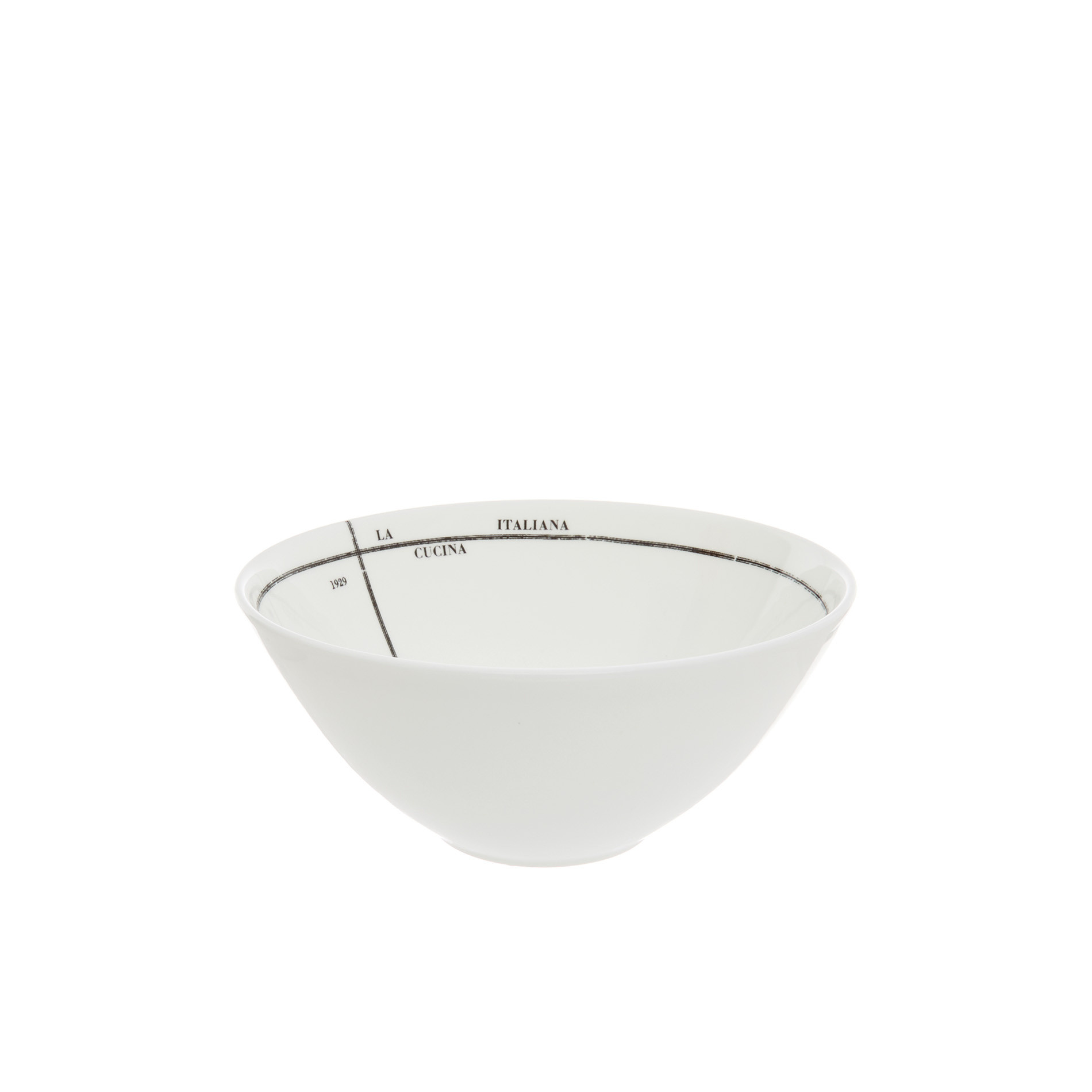 Small fine bone china bowl with geometric La Cucina Italiana decoration, White, large image number 0