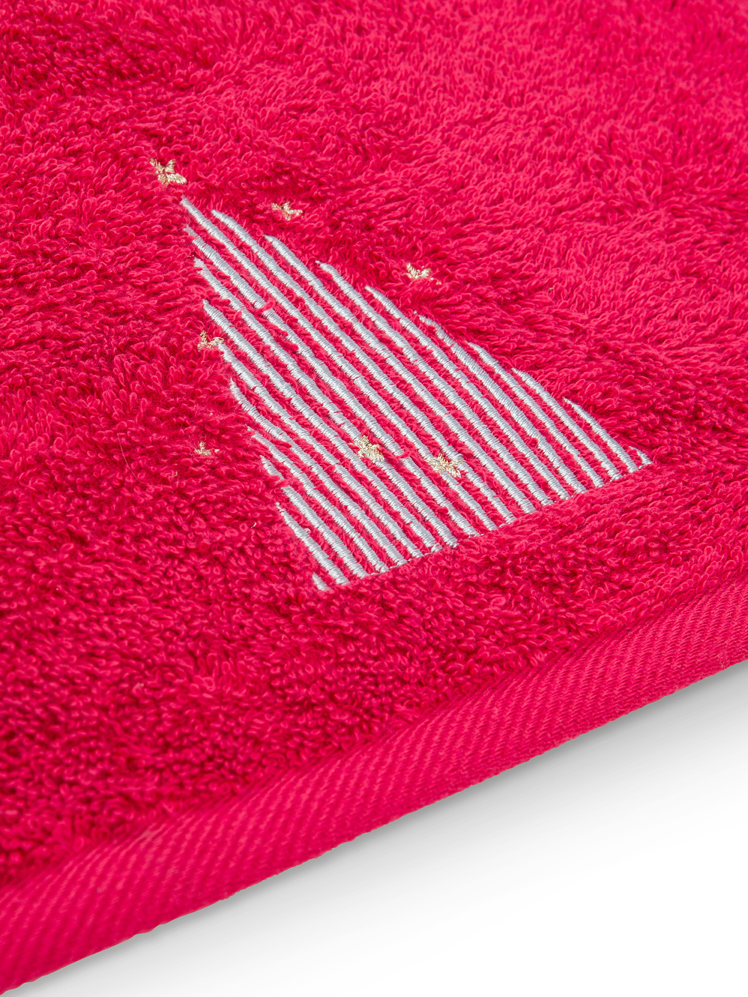 Set 2 asciugamani cotone ricamo alberi di Natale, Rosso, large image number 3