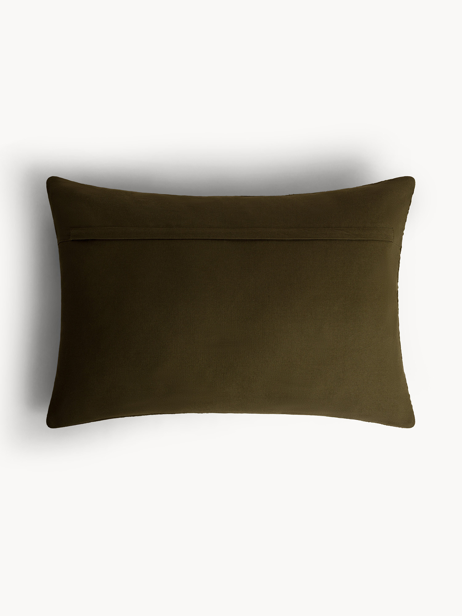 35x50 cm cushion in pure cotton jacquard with floral pattern, Olive Green, large image number 1