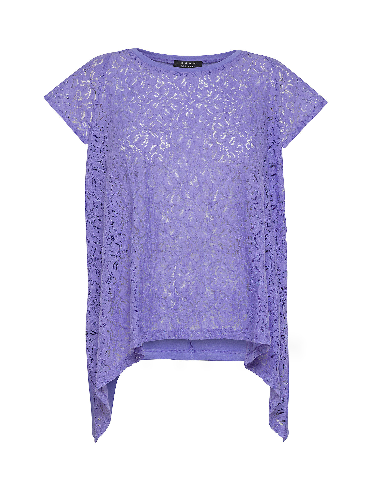 Koan - T-shirt svasata con pizzo, Viola lilla, large image number 0