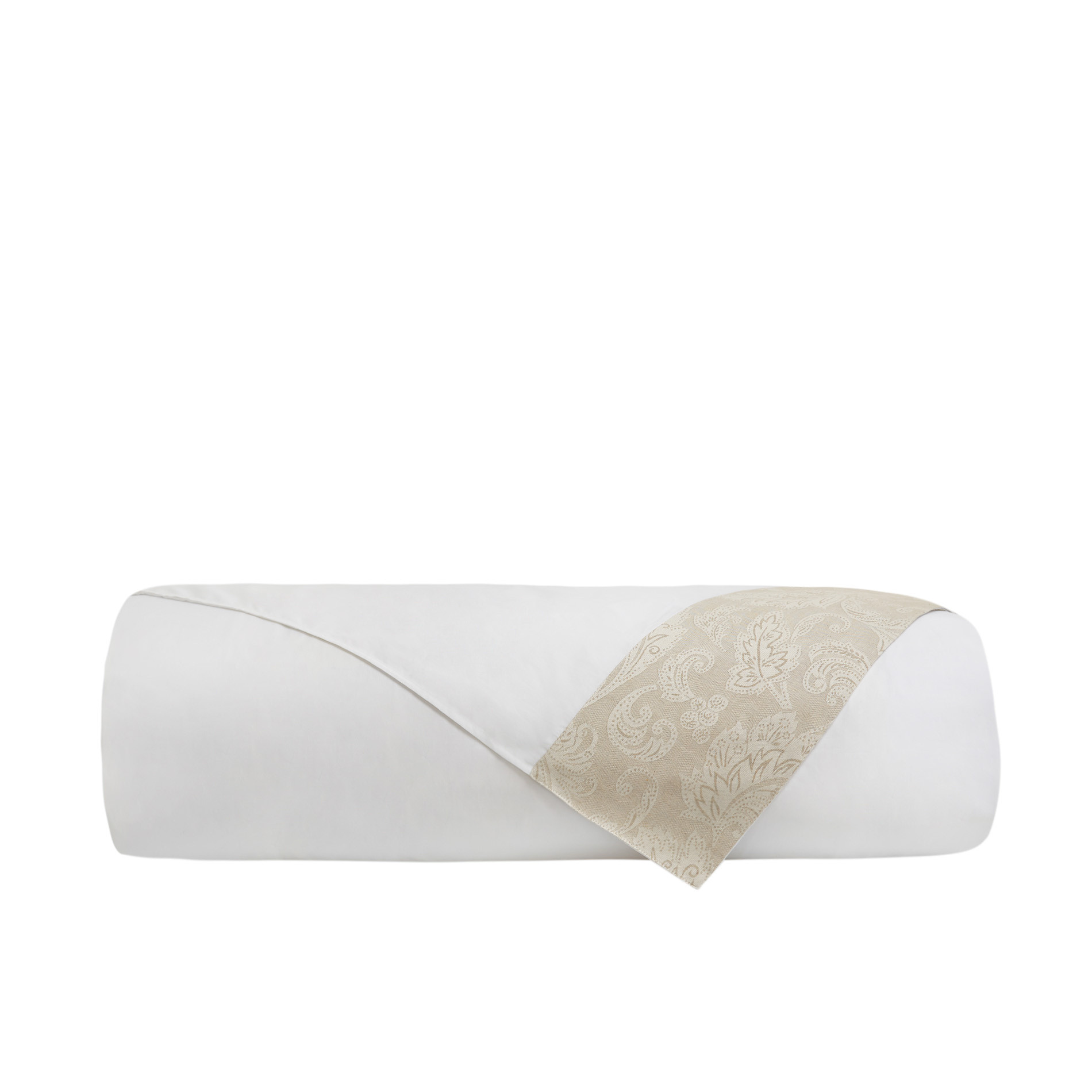 Lenzuolo liscio puro cotone con bordo in lino Portofino, Bianco, large image number 1