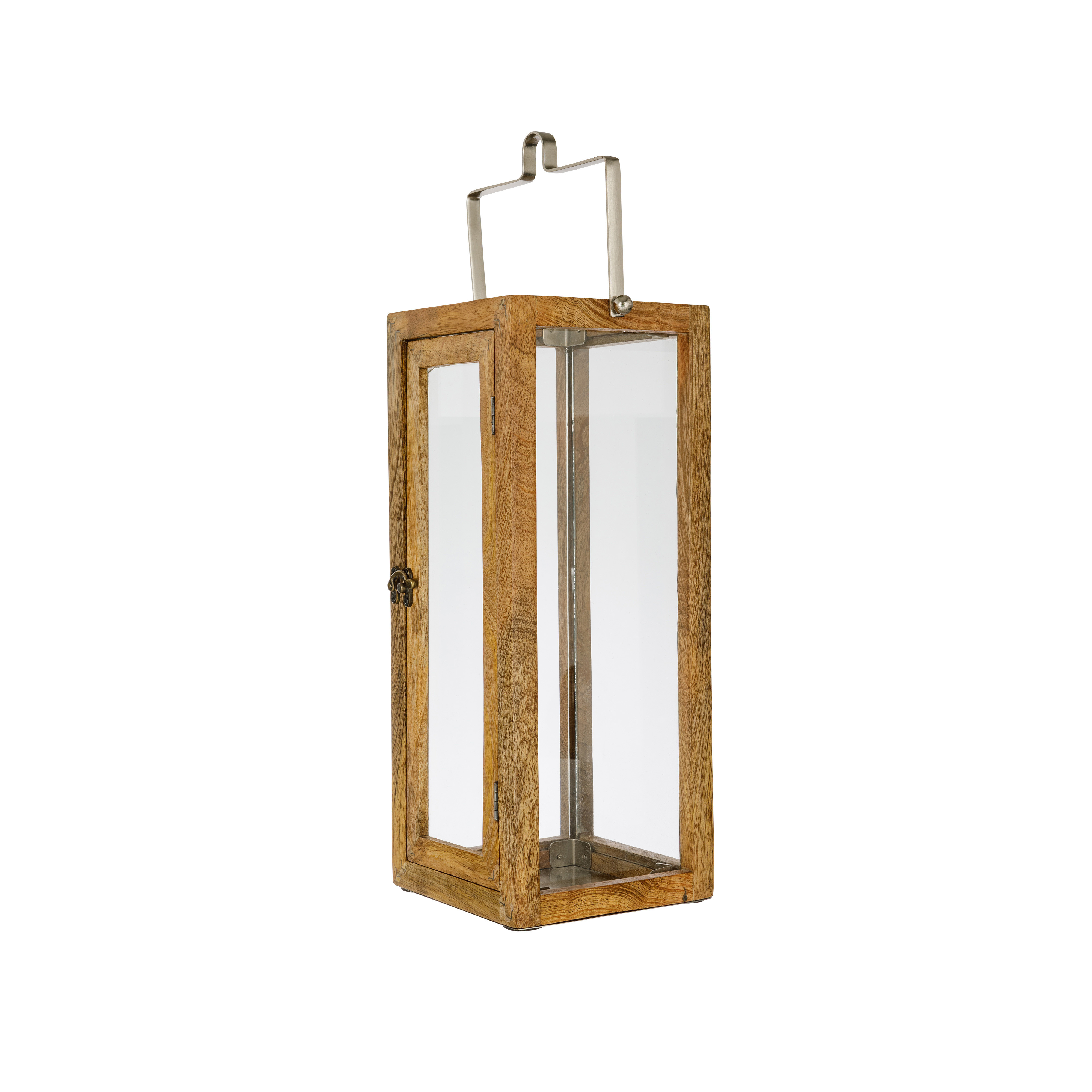 Lanterna legno e vetro, Marrone, large image number 0
