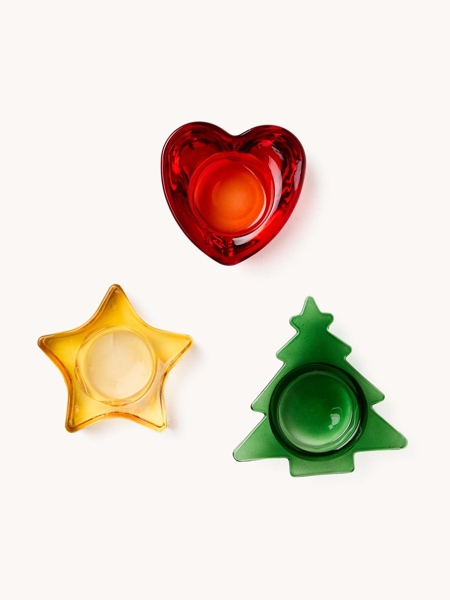 Glass tealight holder, Bianco/Verde/Rosso, large image number 0