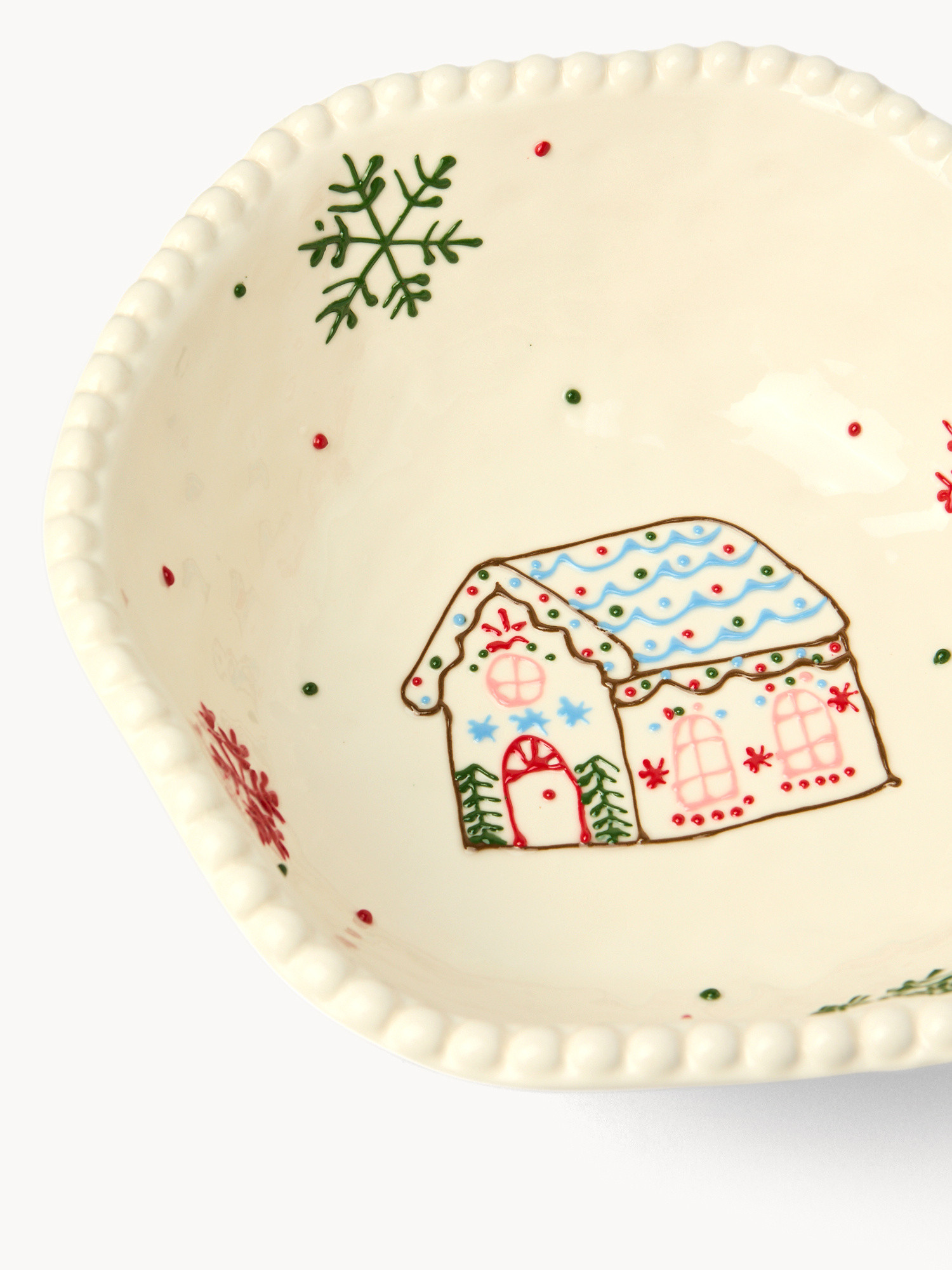 Insalatiera in porcellana motivo villaggio di Natale, Bianco, large image number 1