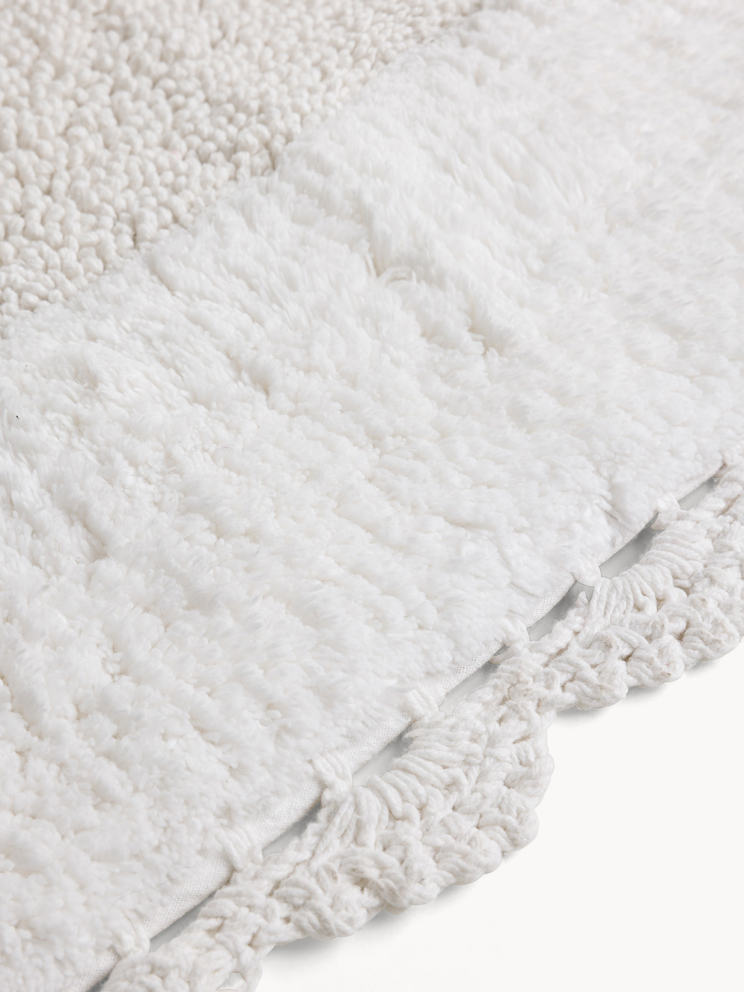 Oval bath mat with crochet applications, White, large image number 1