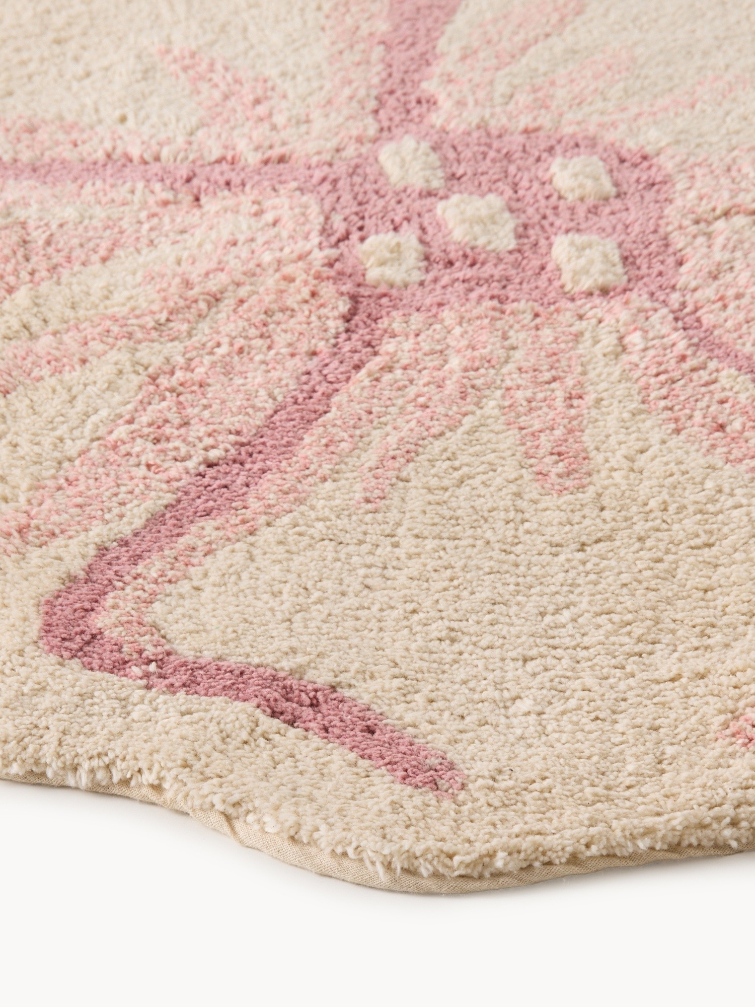 Tappeto bagno sagomato in cotone taftato, Rosa, large image number 1