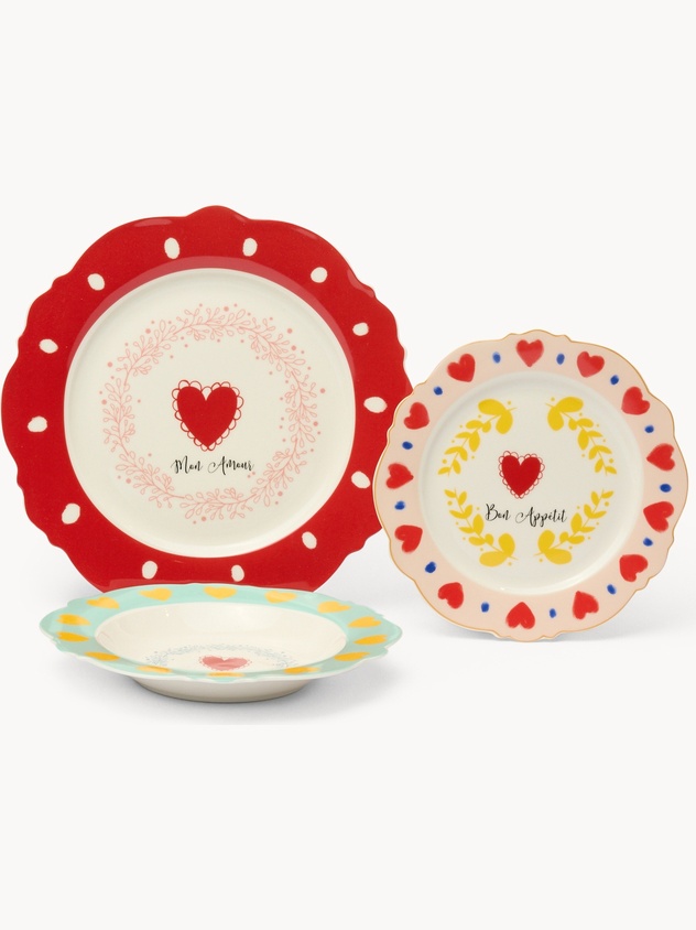 Set 18 piatti in new bone china Mon Amour - Prezzo di lancio