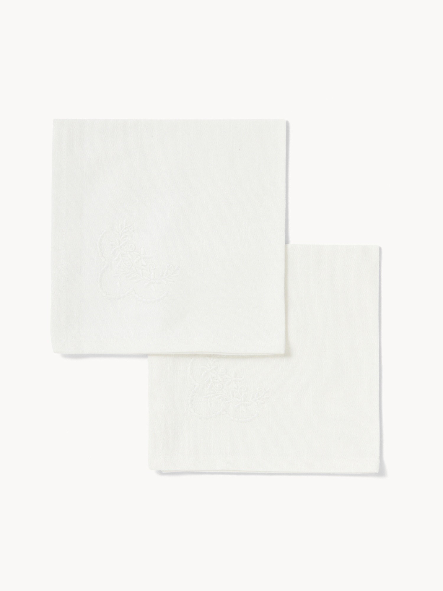 Set of 4 pure cotton napkins with floral embroidery - Discounted Price, White, large image number 0