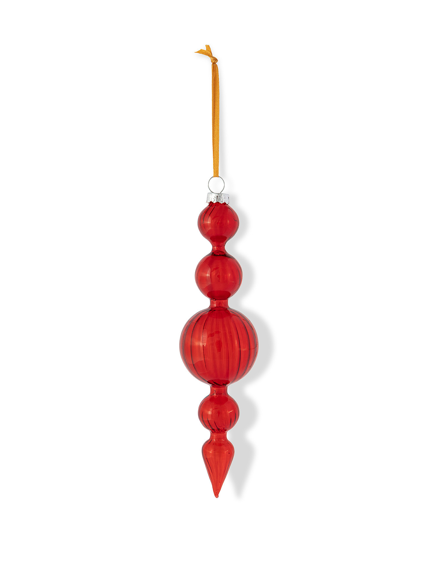 Hand decorated glass tree decoration, Red, large image number 0