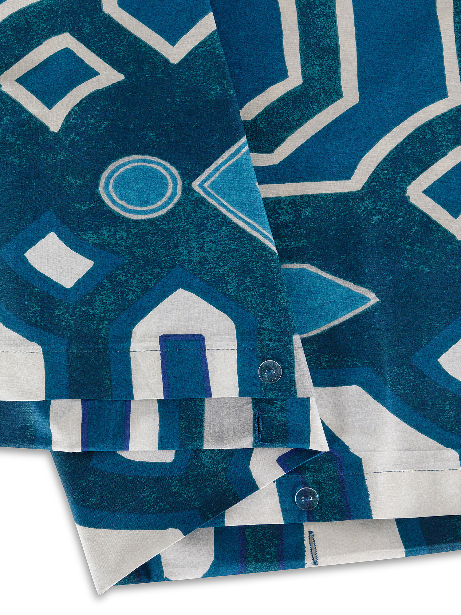 Lenzuolo liscio percalle di cotone fantasia geometrica, Blu, large image number 2