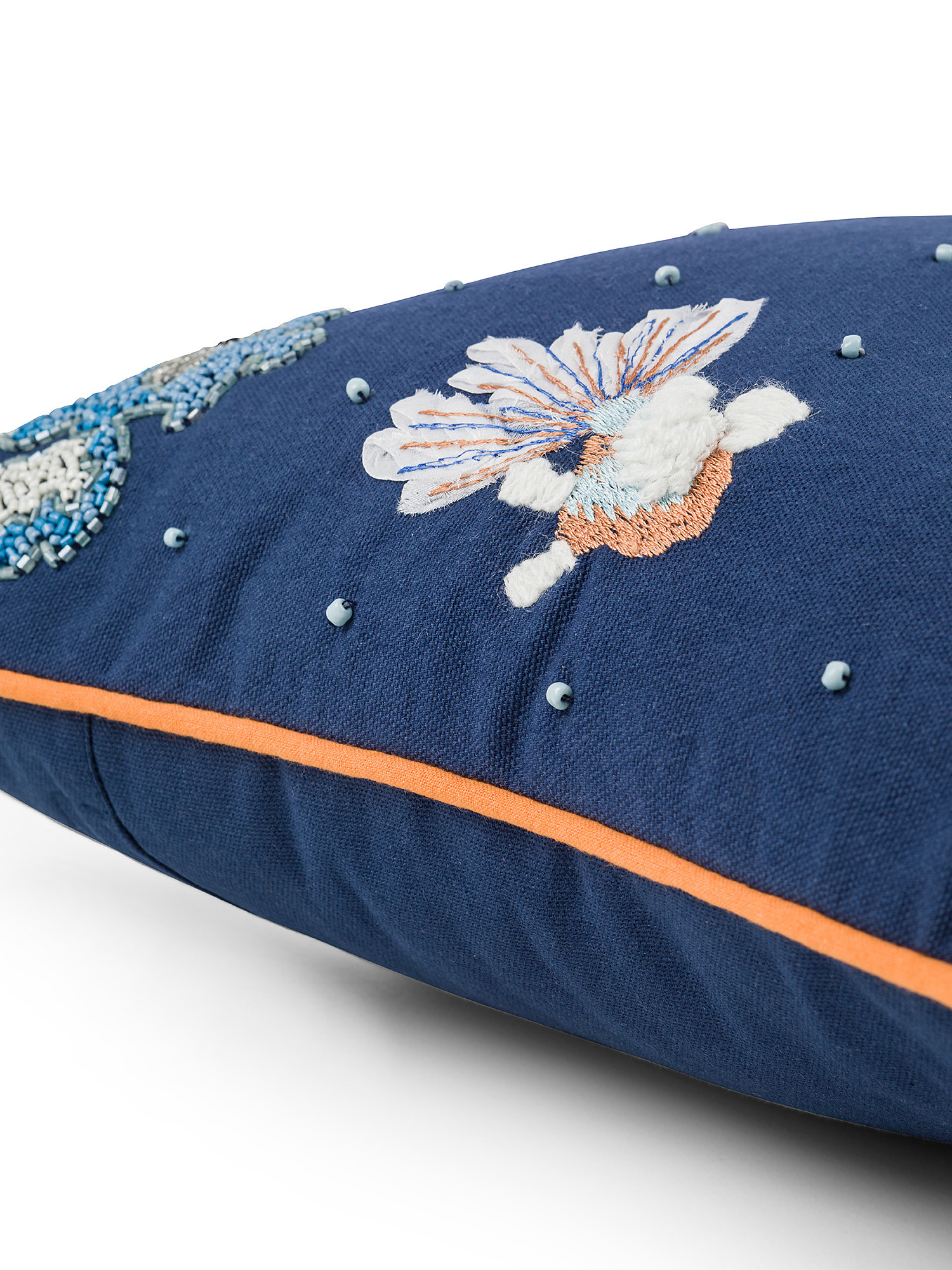 Cotton cushion with fish embroidery 35x50cm, Blue, large image number 2