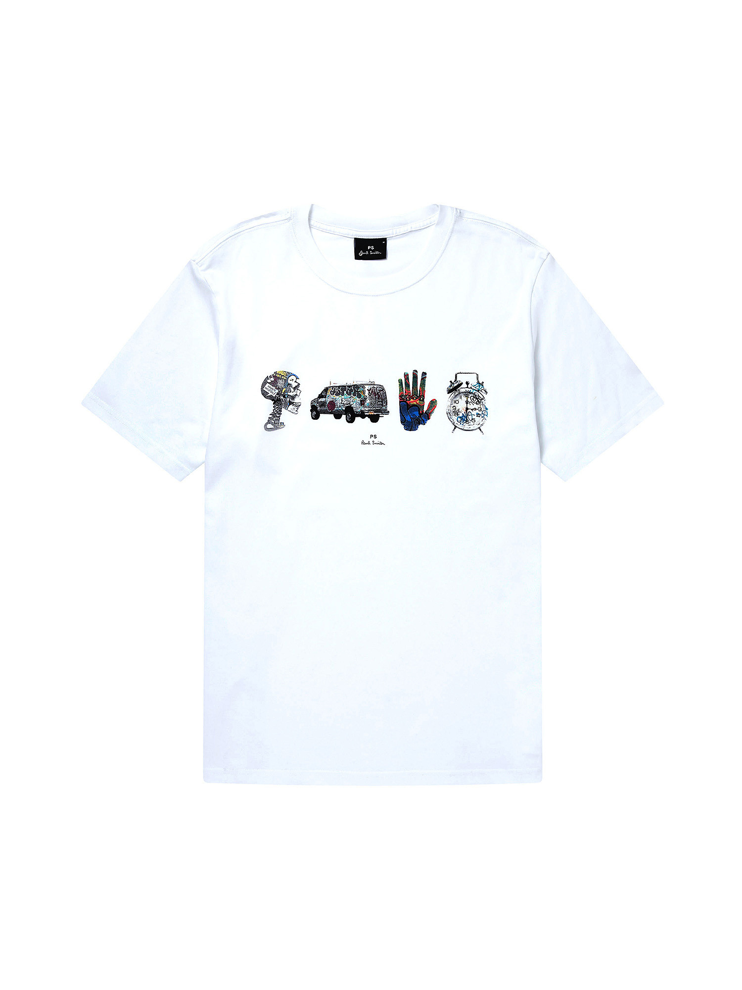 Graffiti print man short sleeve tshirt 4, White, large image number 0