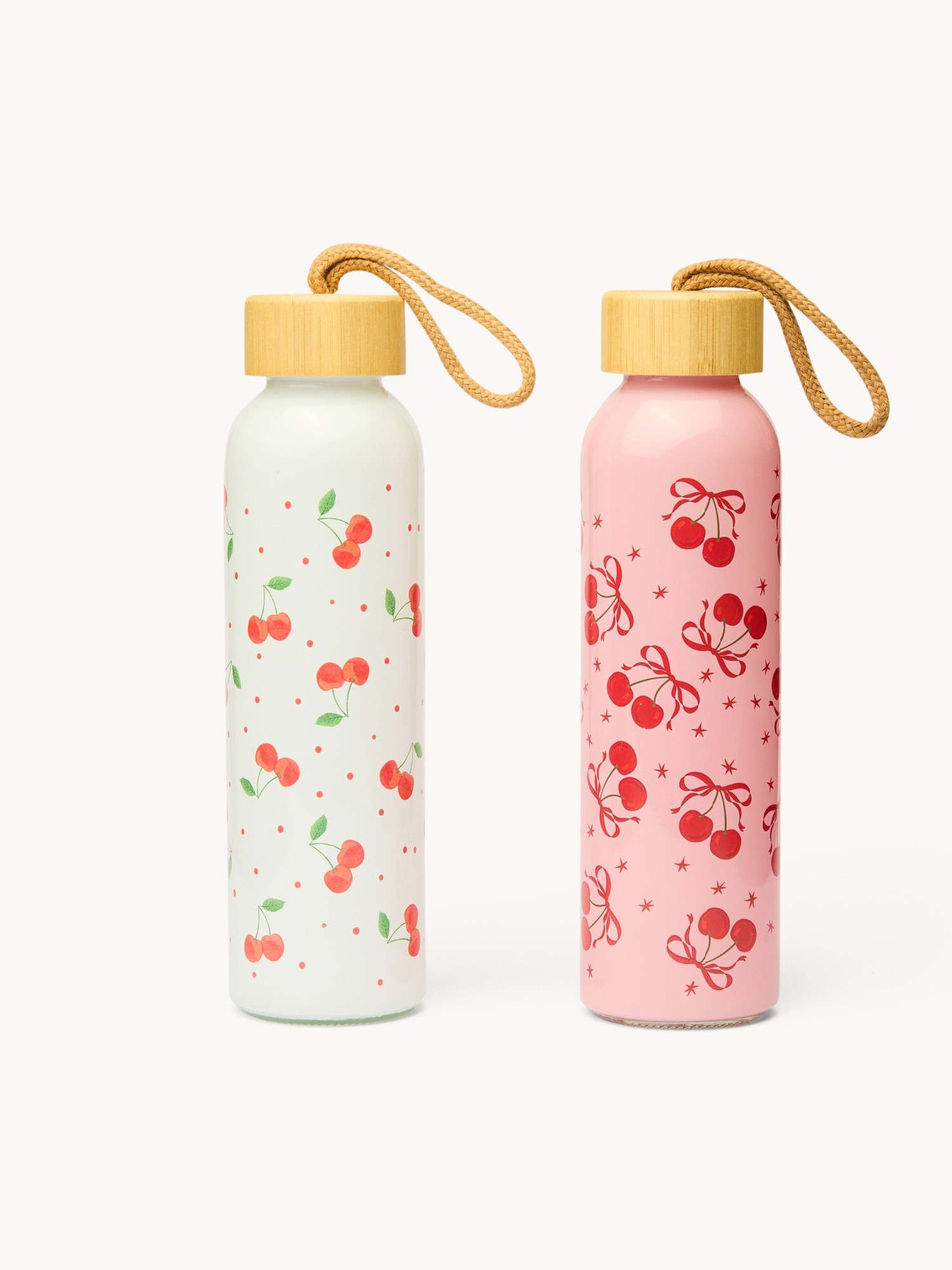 Borraccia in vetro motivo ciliegie - Prezzo di lancio, Trasparente, large image number 0