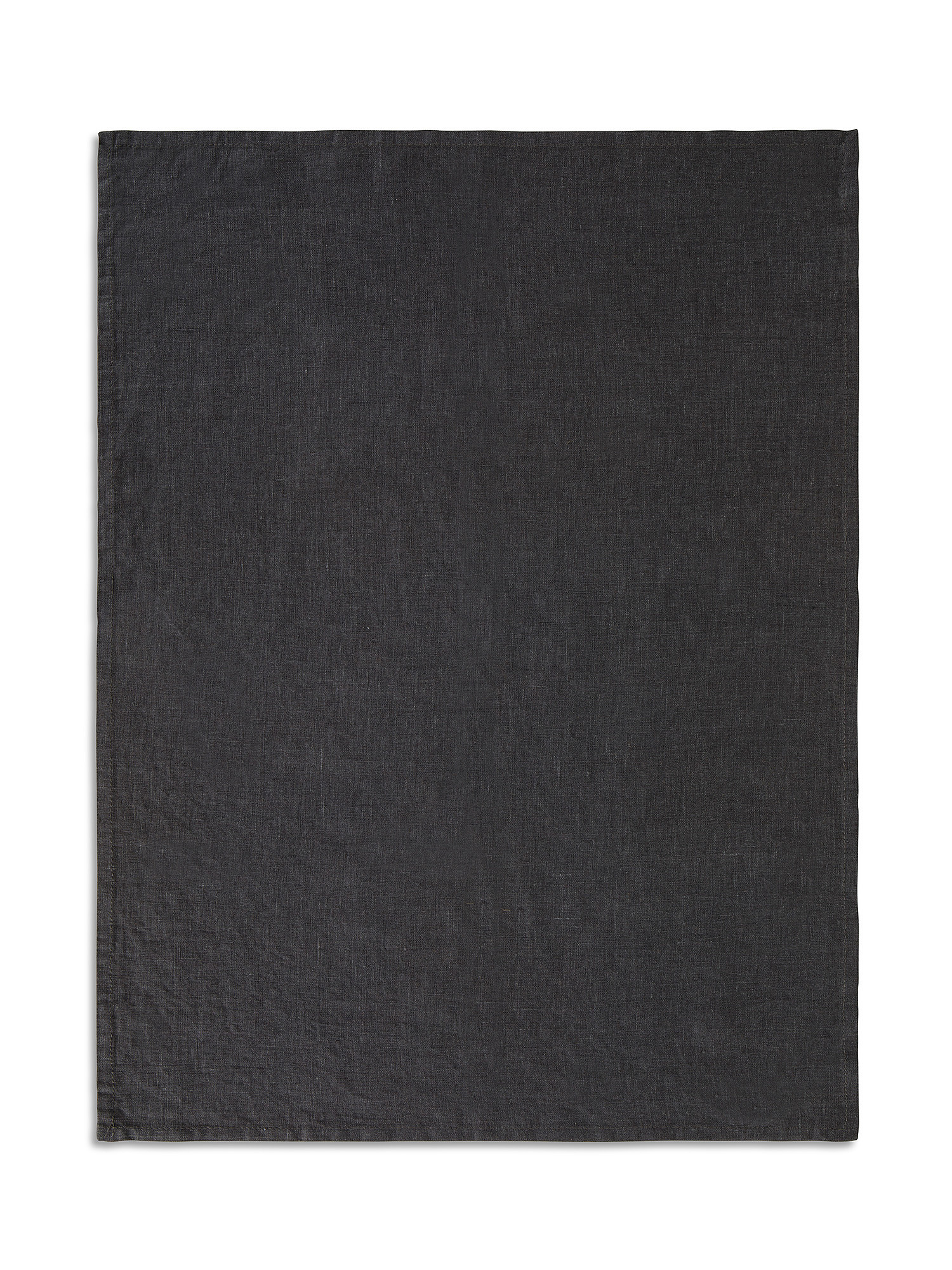 Solid color washed pure linen tea towel, Dark Grey, large image number 1