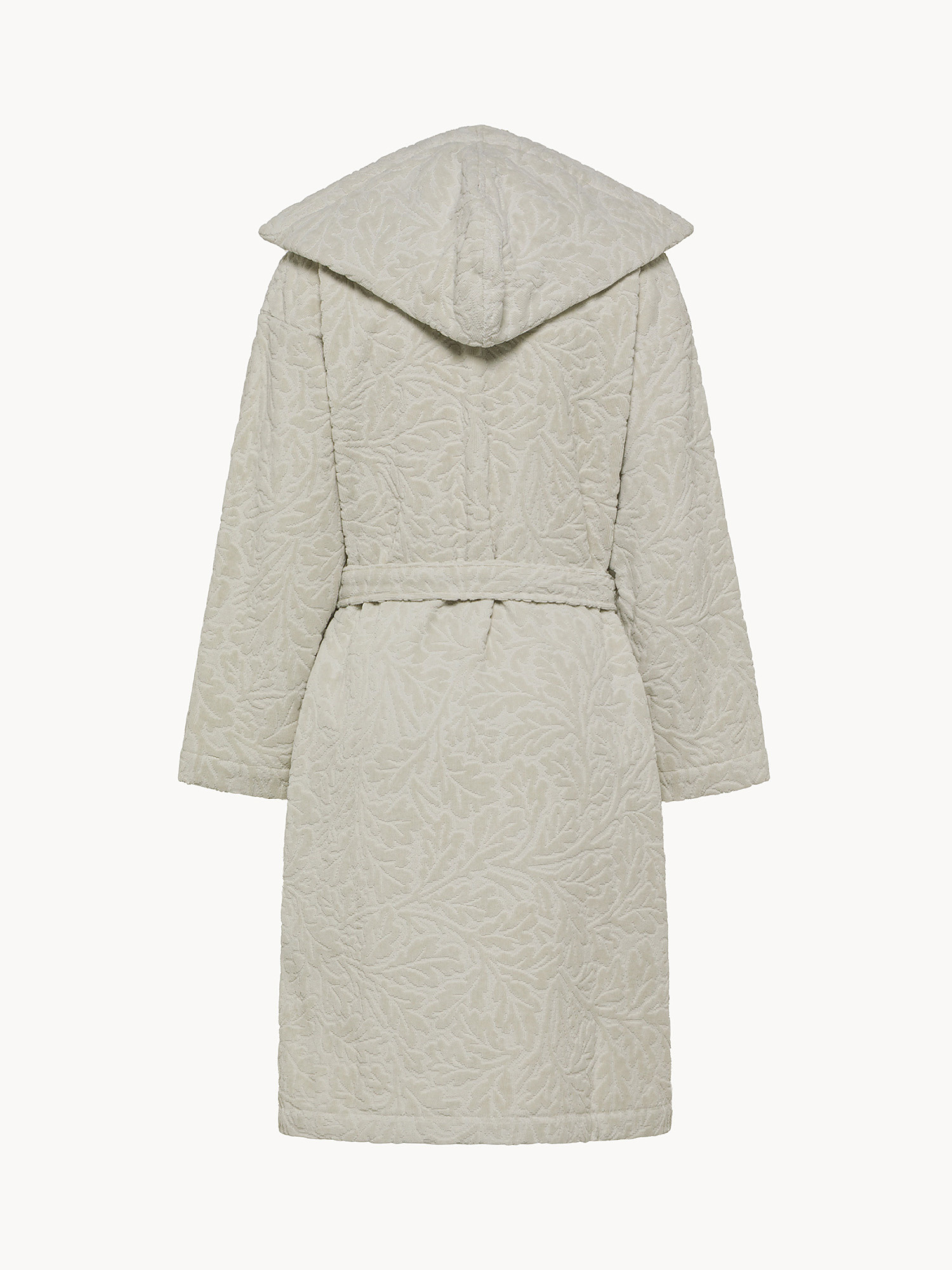 Cotton velour bathrobe with embossed pattern, White Ivory, large image number 1