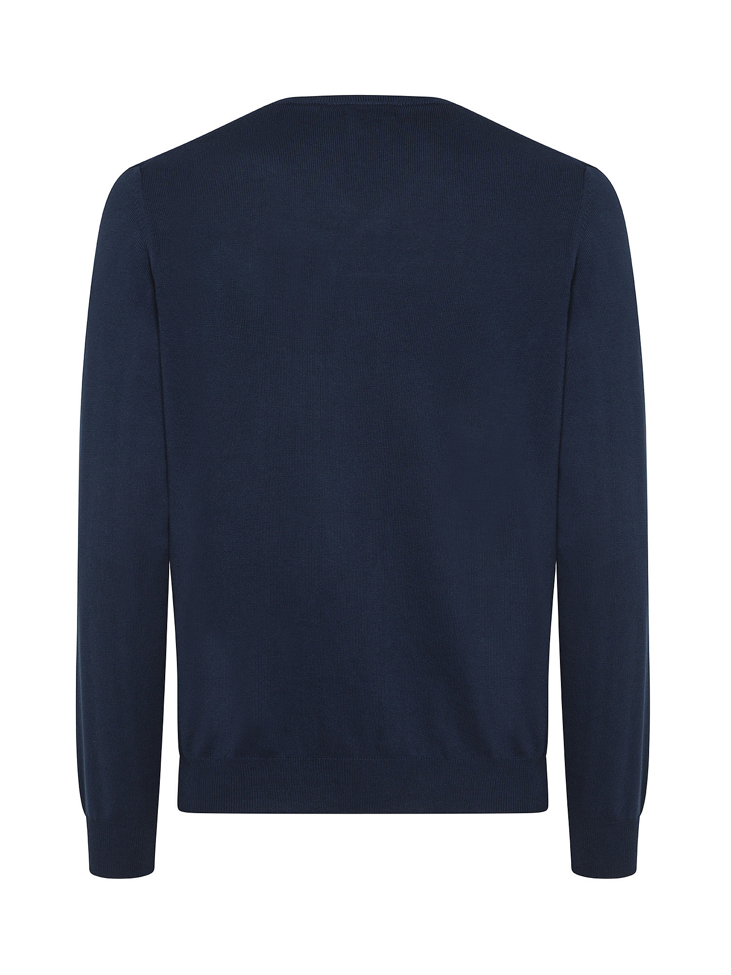 Luca D'Altieri - V-neck pullover in extrafine pure cotton, Dark Blue, large image number 1