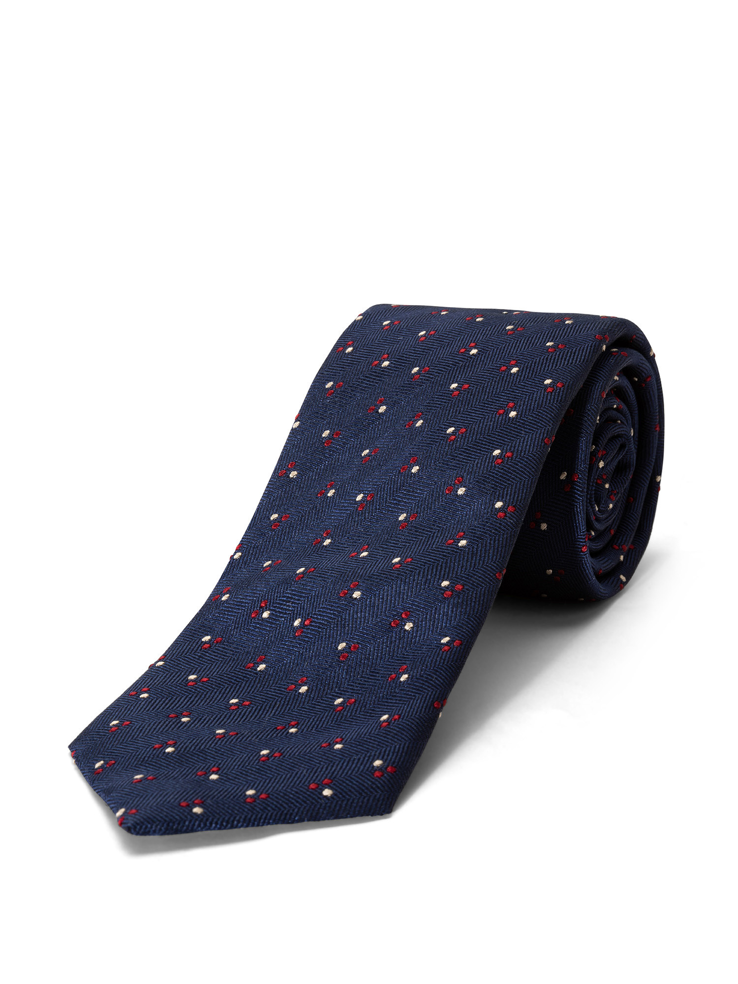 Luca D'Altieri - Patterned silk and cotton tie, Blue, large image number 0