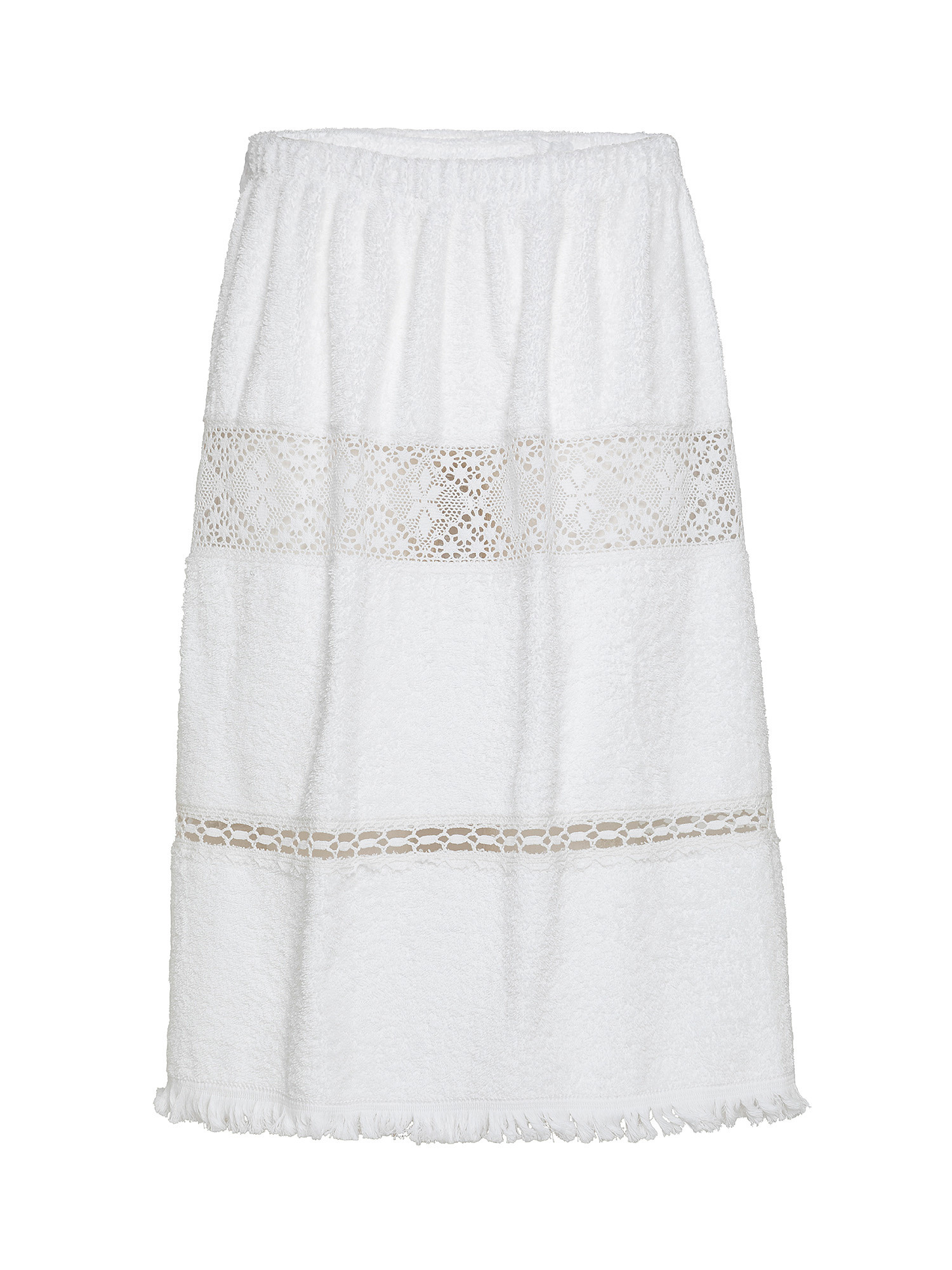 Cotton shower pareo with lace appliqués, White, large image number 0