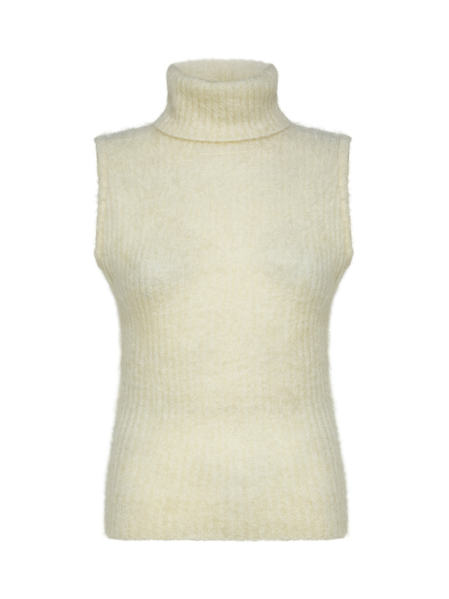 Top in maglia aderente in misto lana mohair, Beige, large image number 0