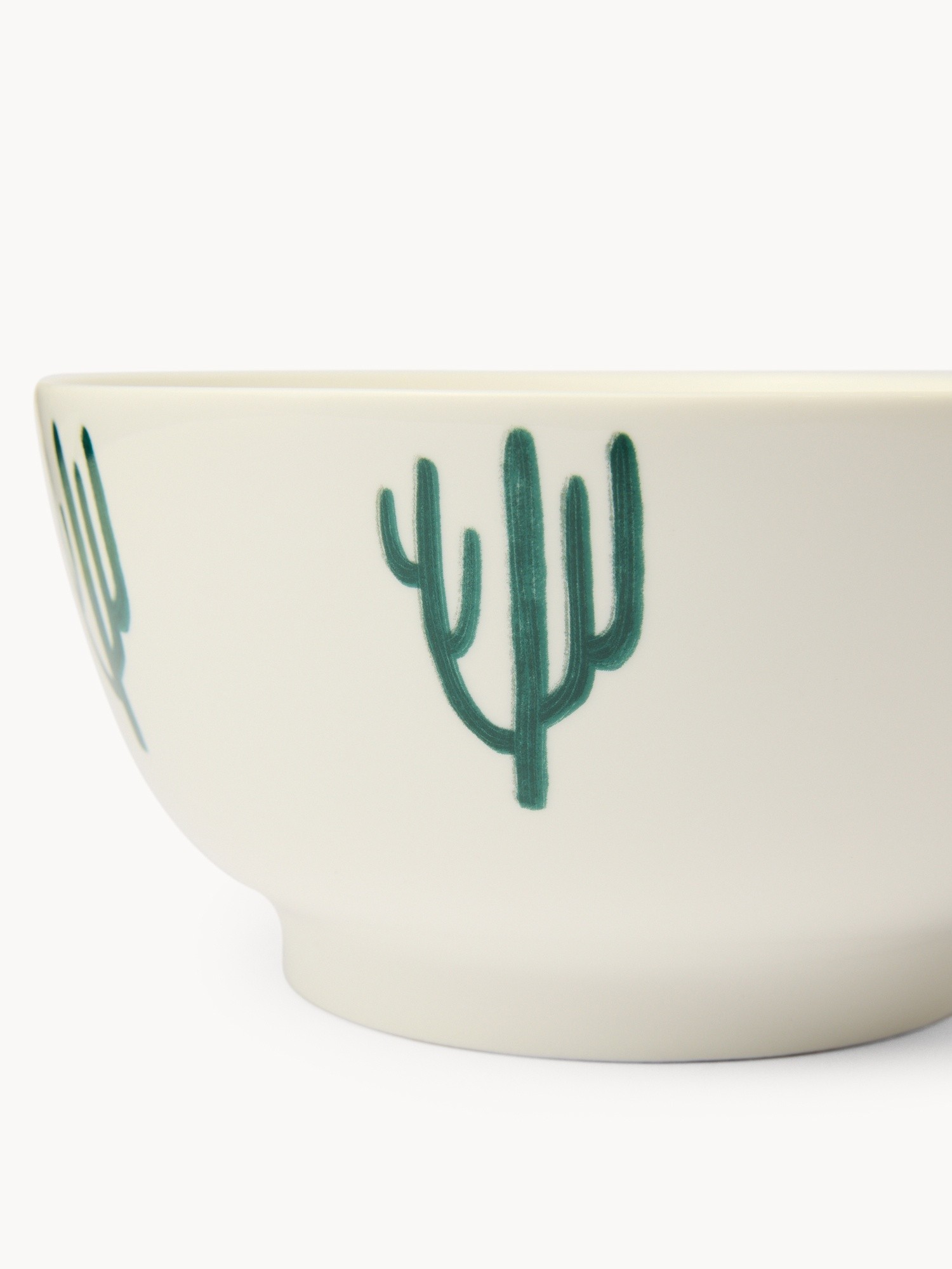 Insalatiera in new bone china motivo cactus - Prezzo di lancio, Bianco, large image number 1