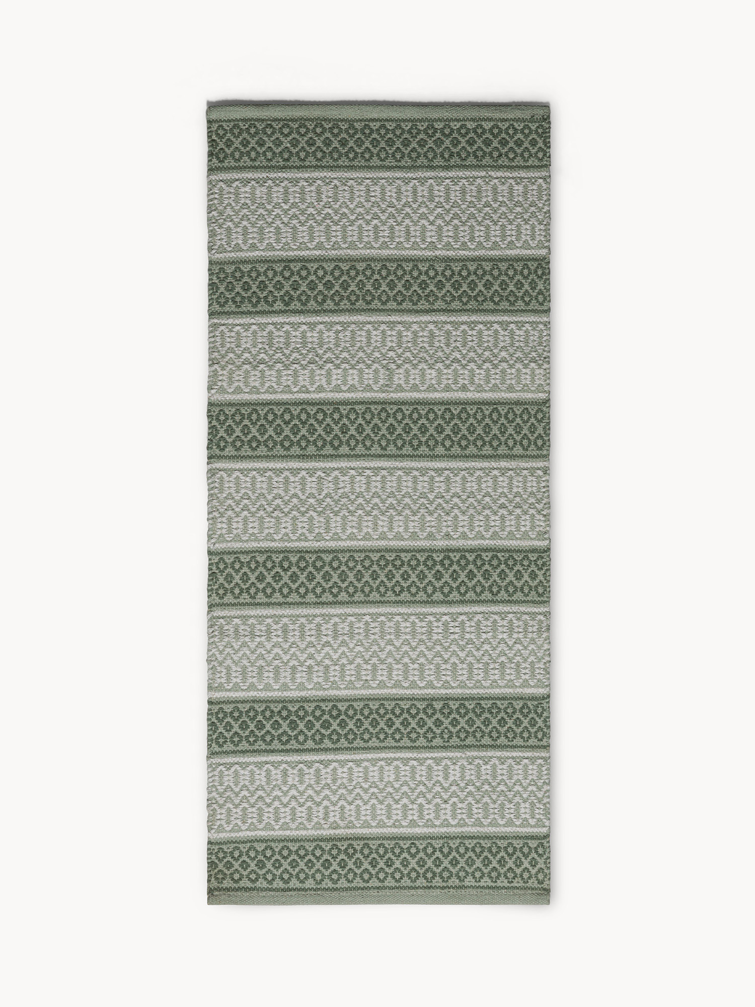Geometric cotton kitchen rug, Sage Green, large image number 0