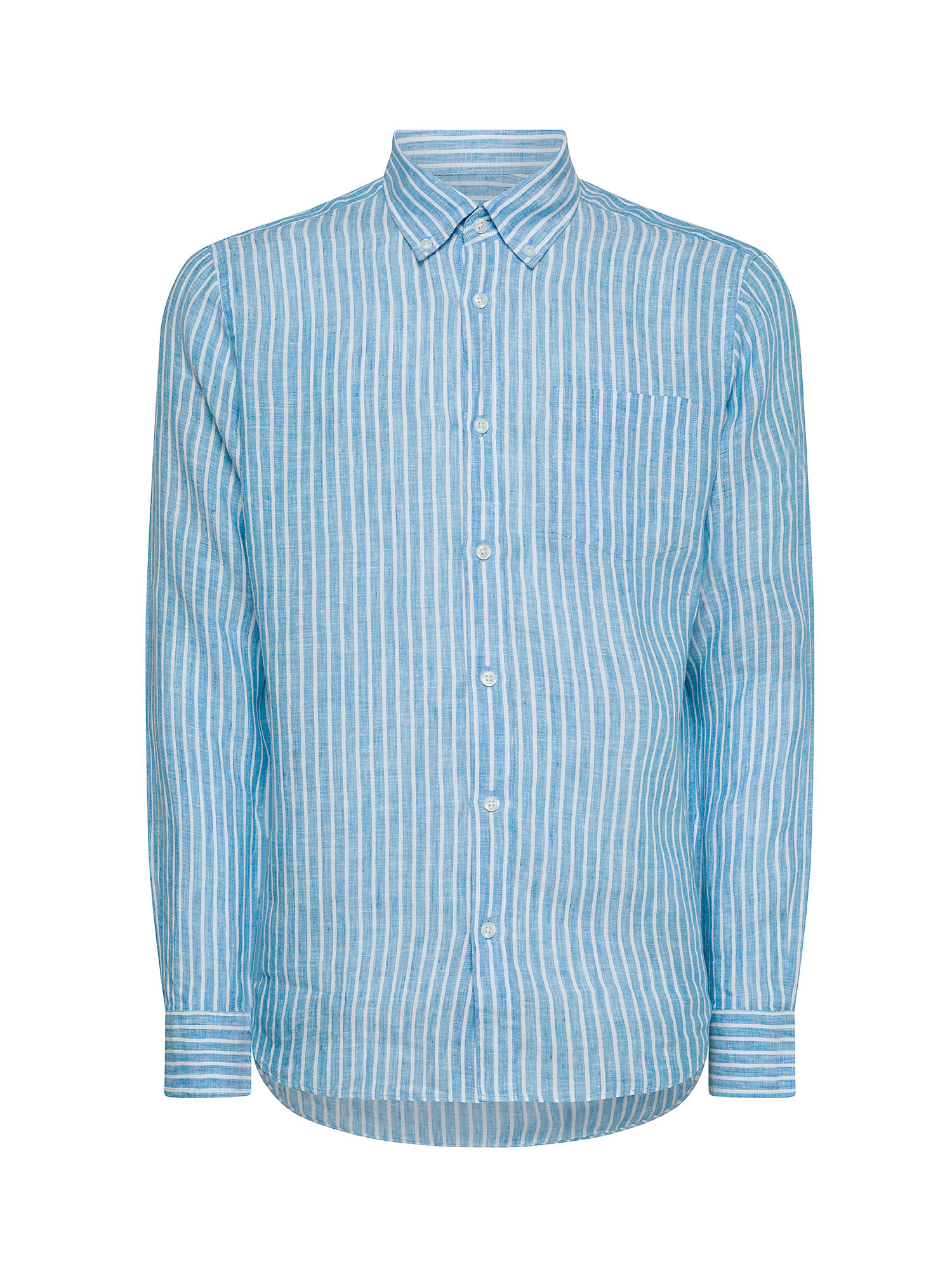 Luca D'Altieri - Camicia tailor fit in puro lino, Azzurro turchese, large image number 0