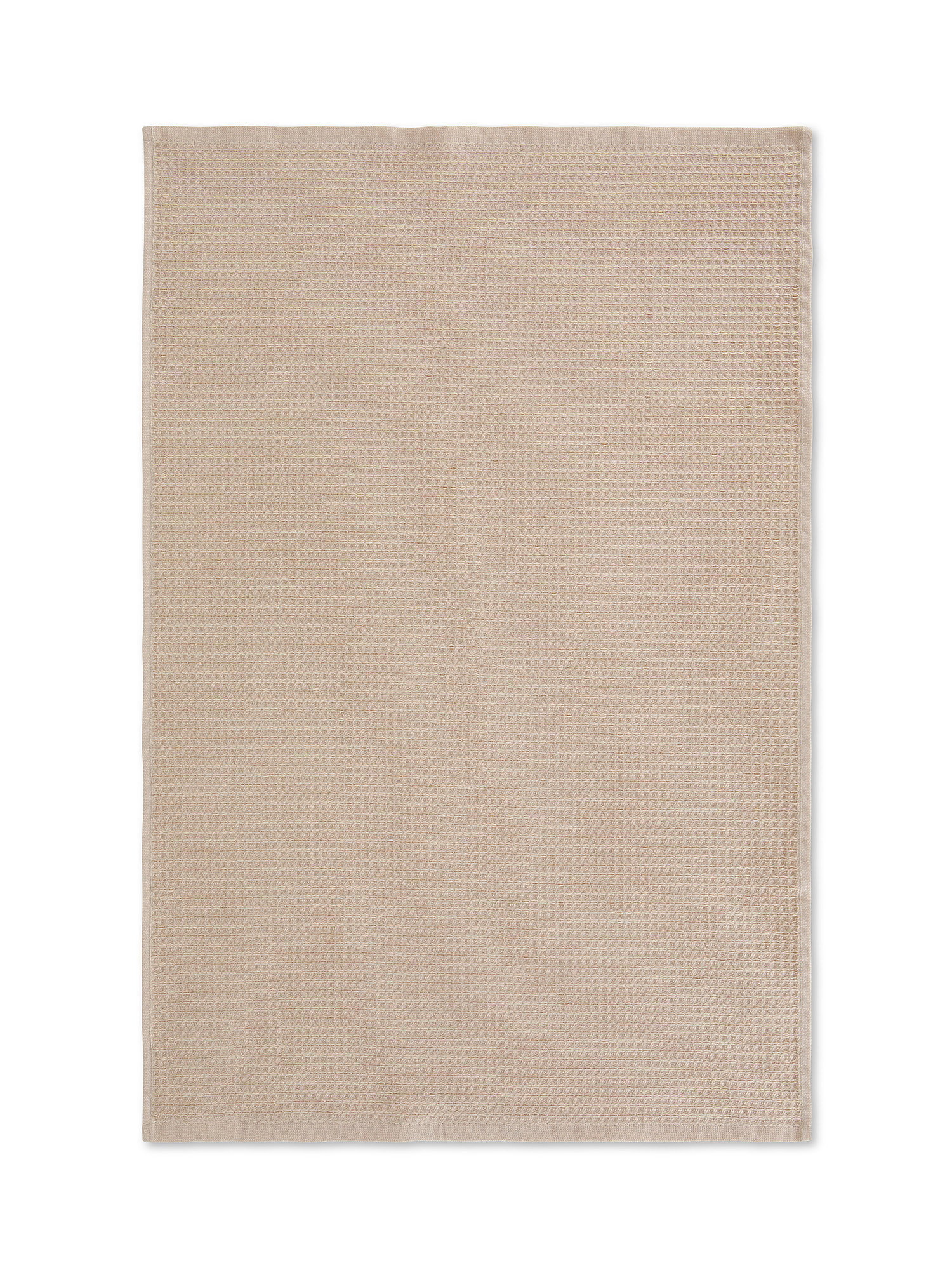 Set of 3 plain color cotton pique tea towels, Beige, large image number 1