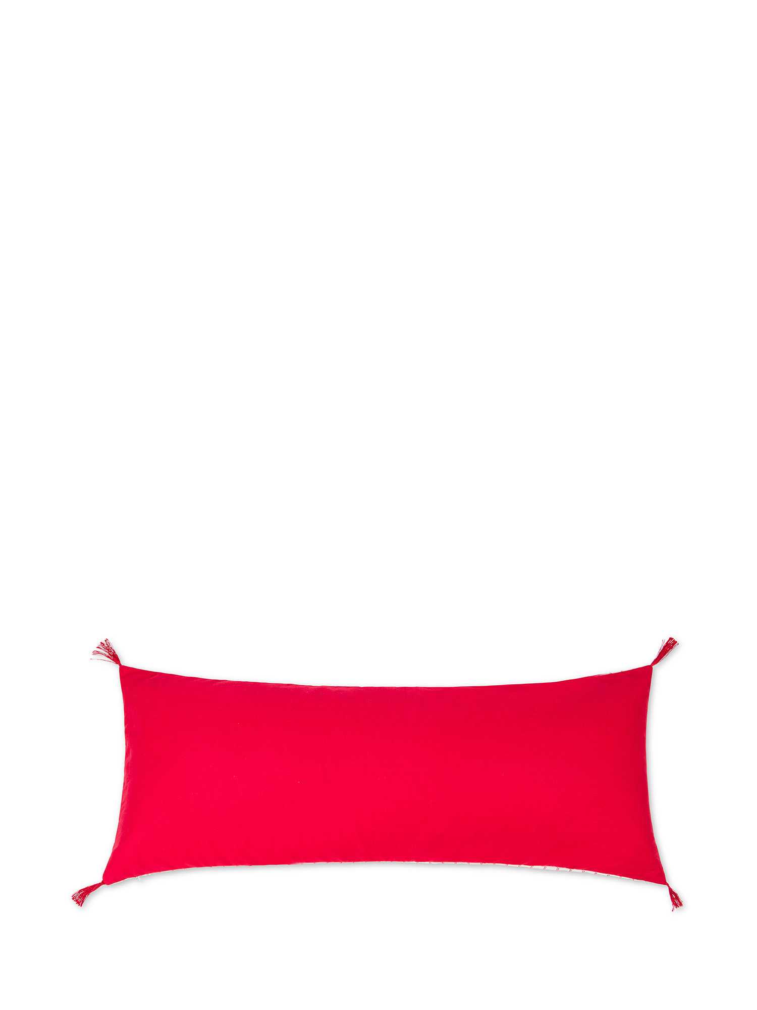 Striped cotton blend cushion, Red, large image number 1