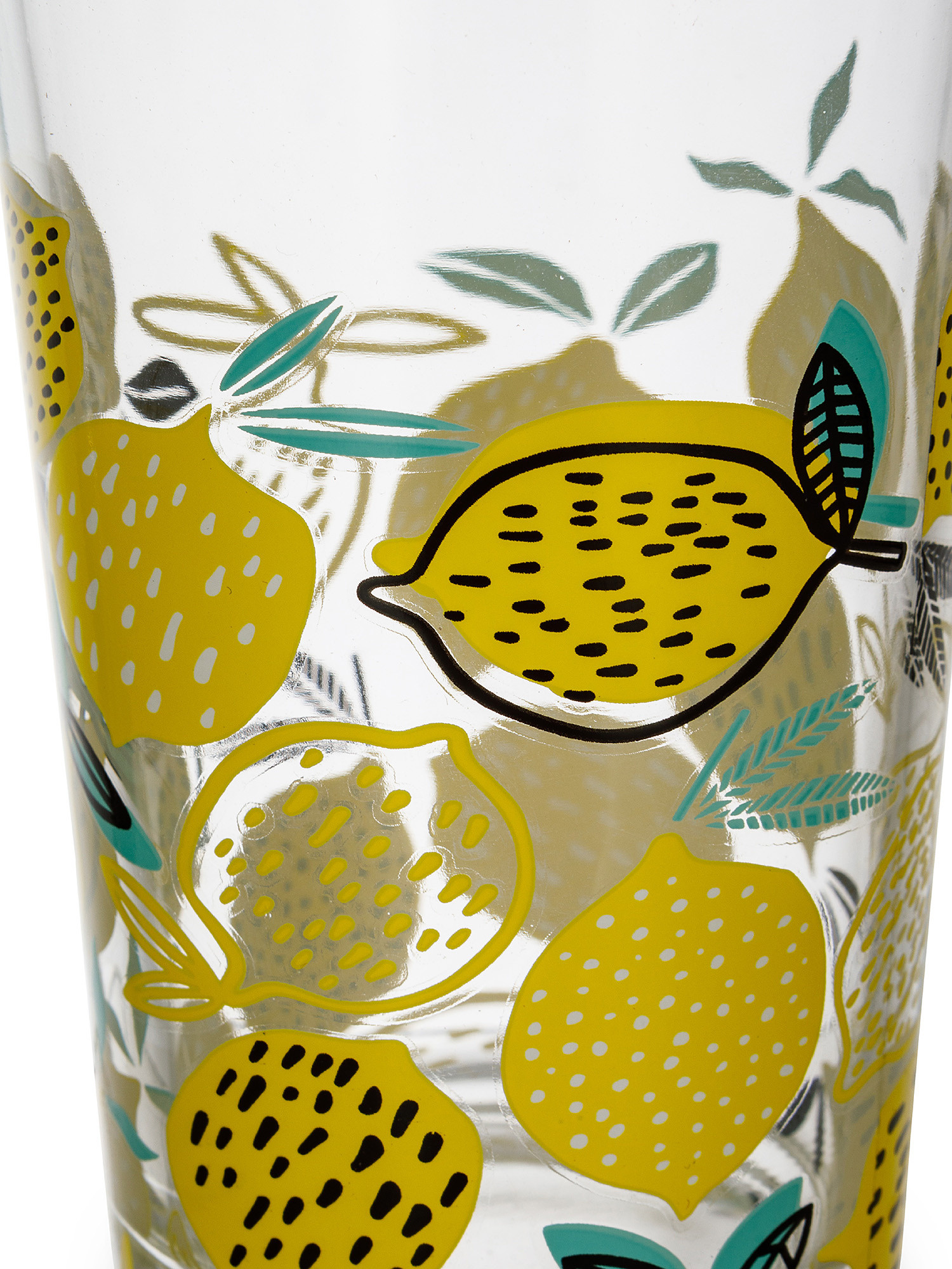 Glass water glass with lemons decoration, Yellow, large image number 1