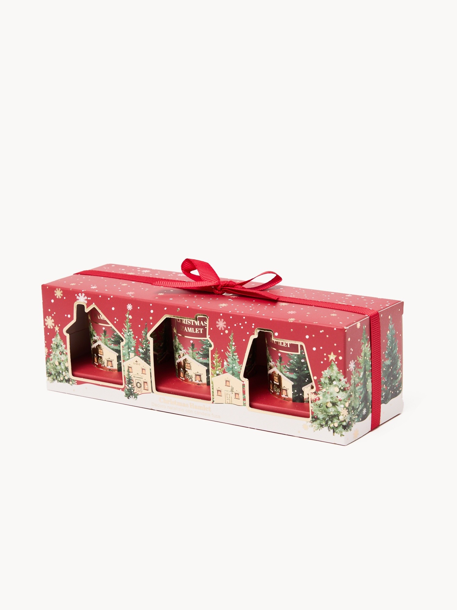 Set of 3 scented candles in a gift box, Red, large image number 0