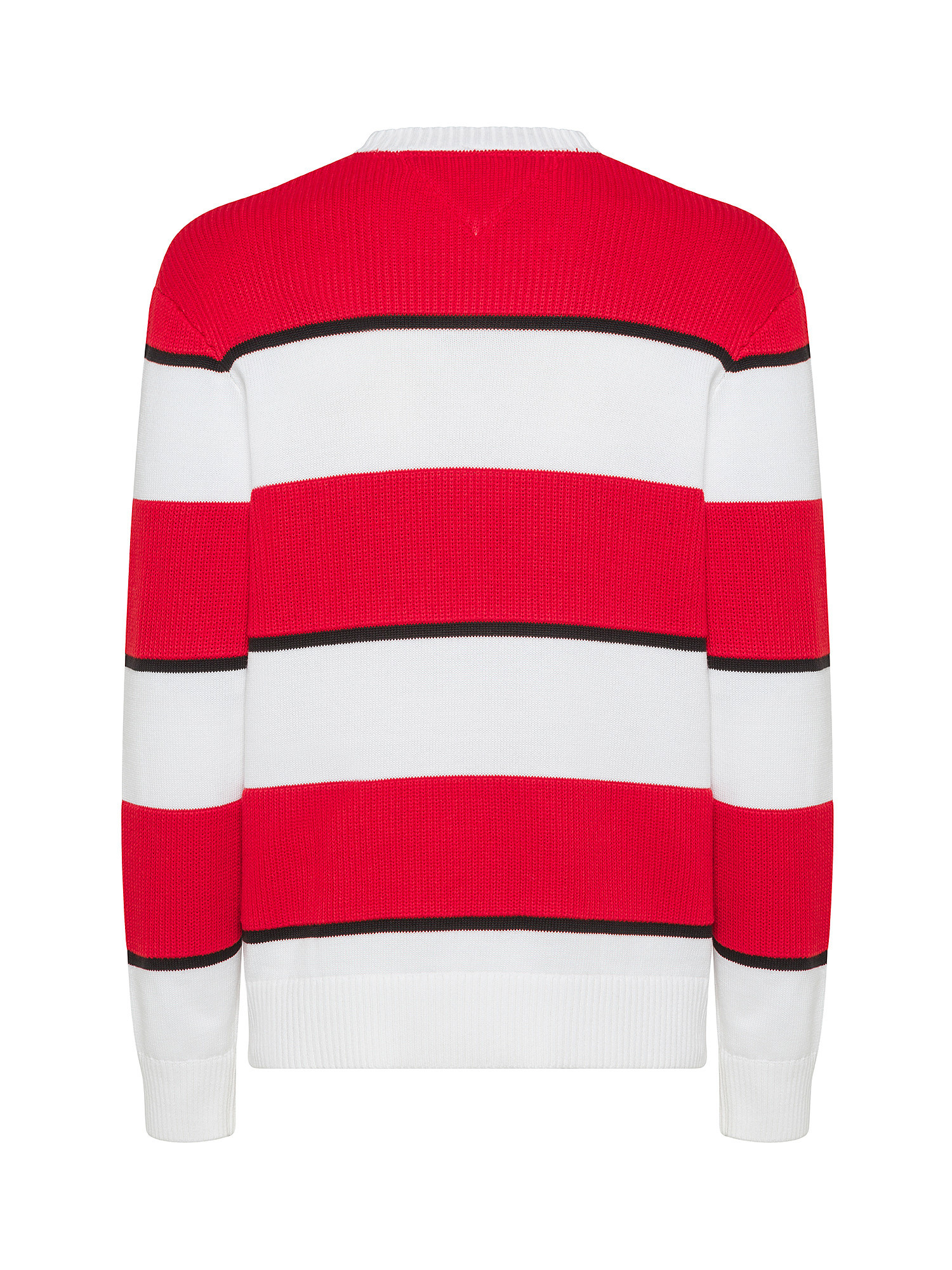 Tommy Jeans - Striped cotton sweater with logo, Red, large image number 1