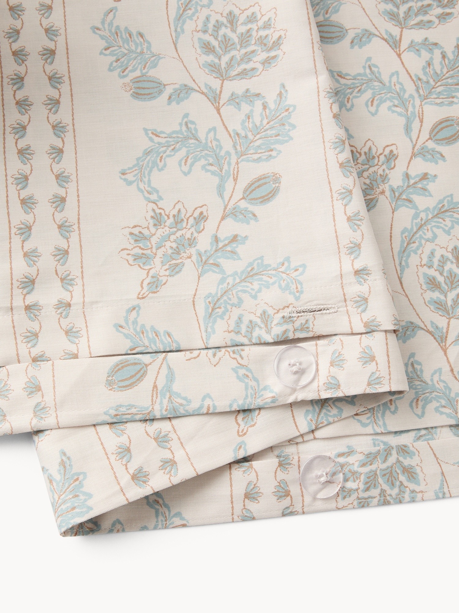 Floral Pattern Cotton Sateen Duvet Cover Set - Discounted Price, Beige, large image number 1