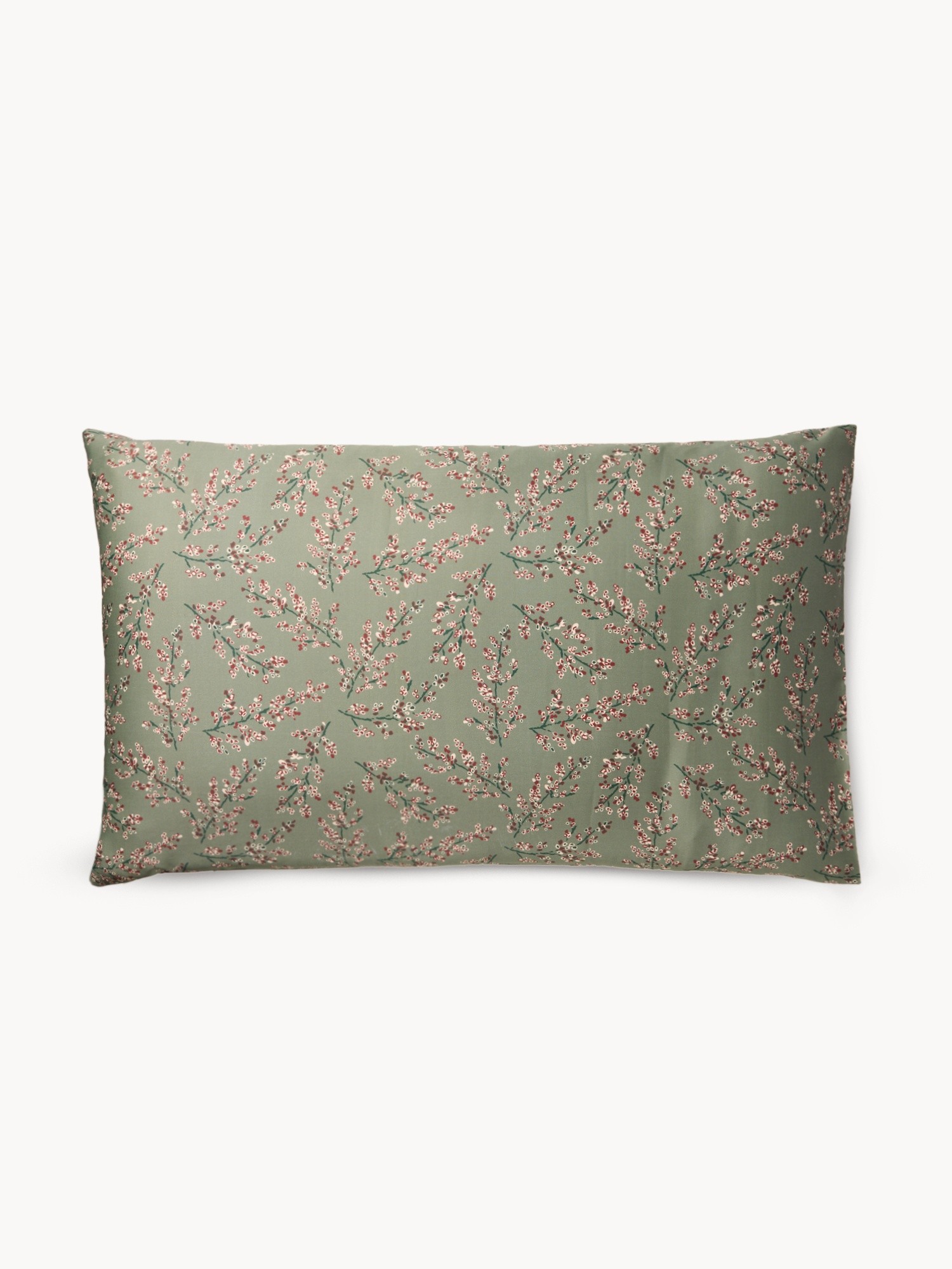 Berry-patterned cotton sateen pillowcase, Light Green, large image number 2