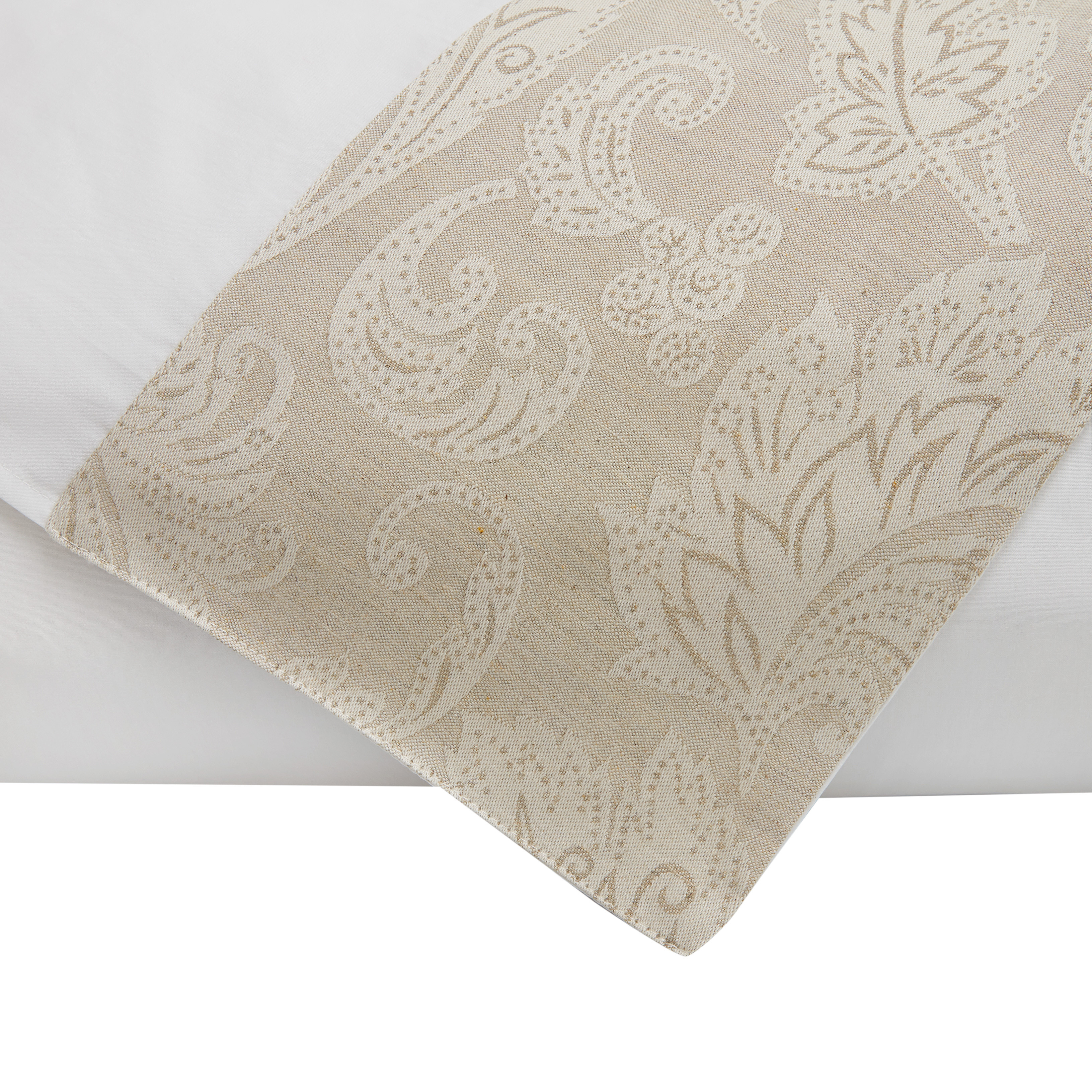 Lenzuolo liscio puro cotone con bordo in lino Portofino, Bianco, large image number 2
