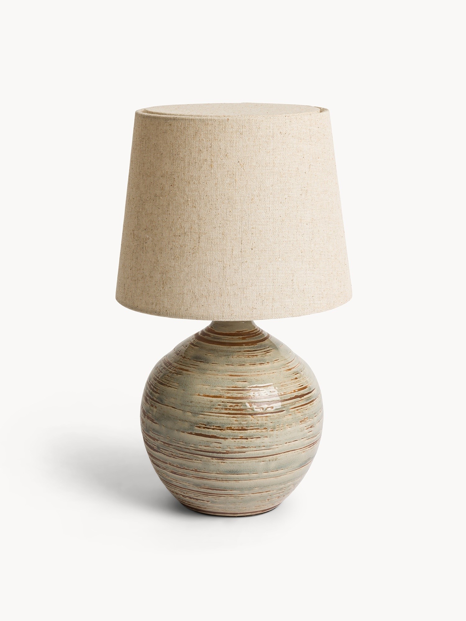 Cioko - lampada  da comodino con base in ceramica e paralume in tela, Multicolor, large image number 0