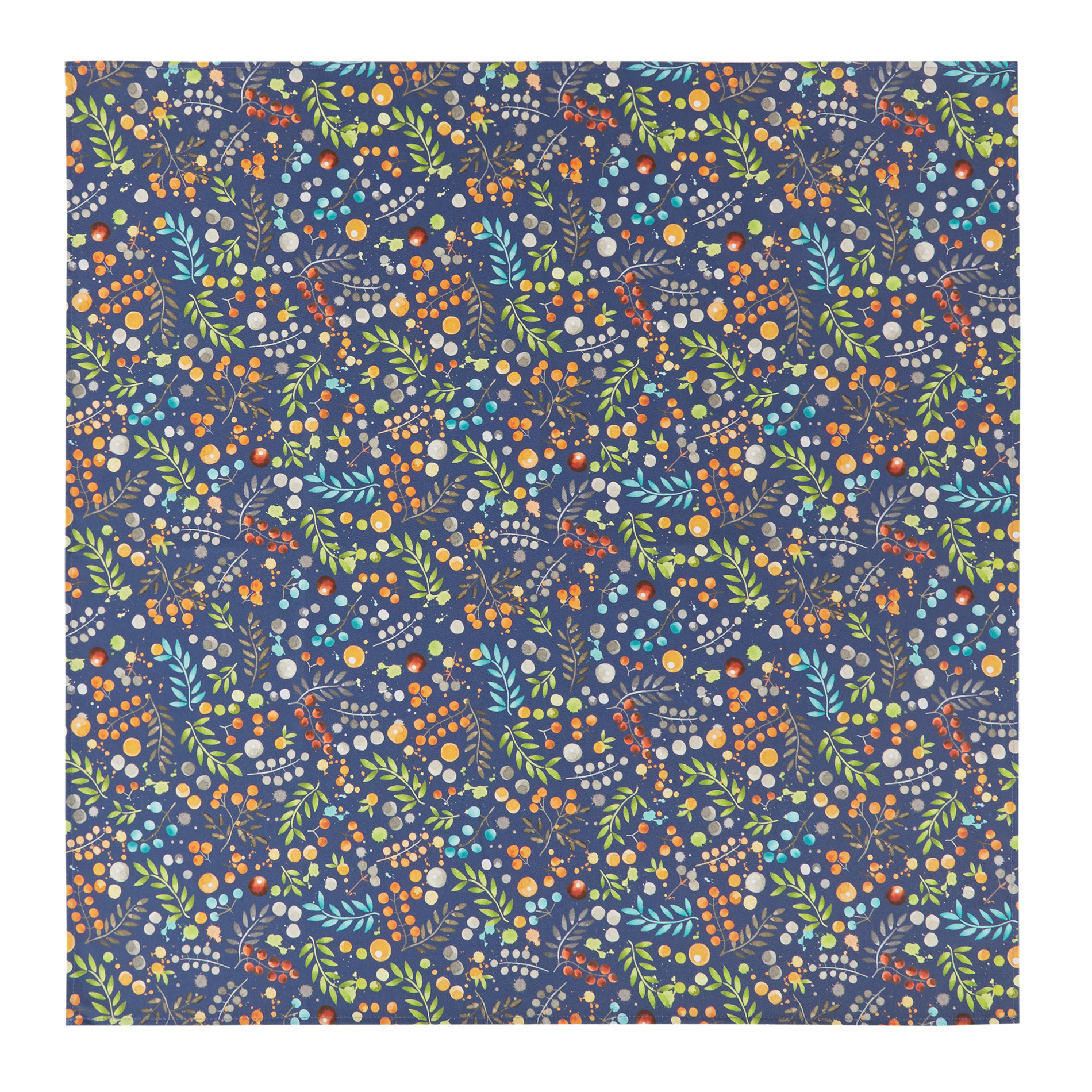 Centrotavola twill di cotone stampa fiori, Blu, large image number 1