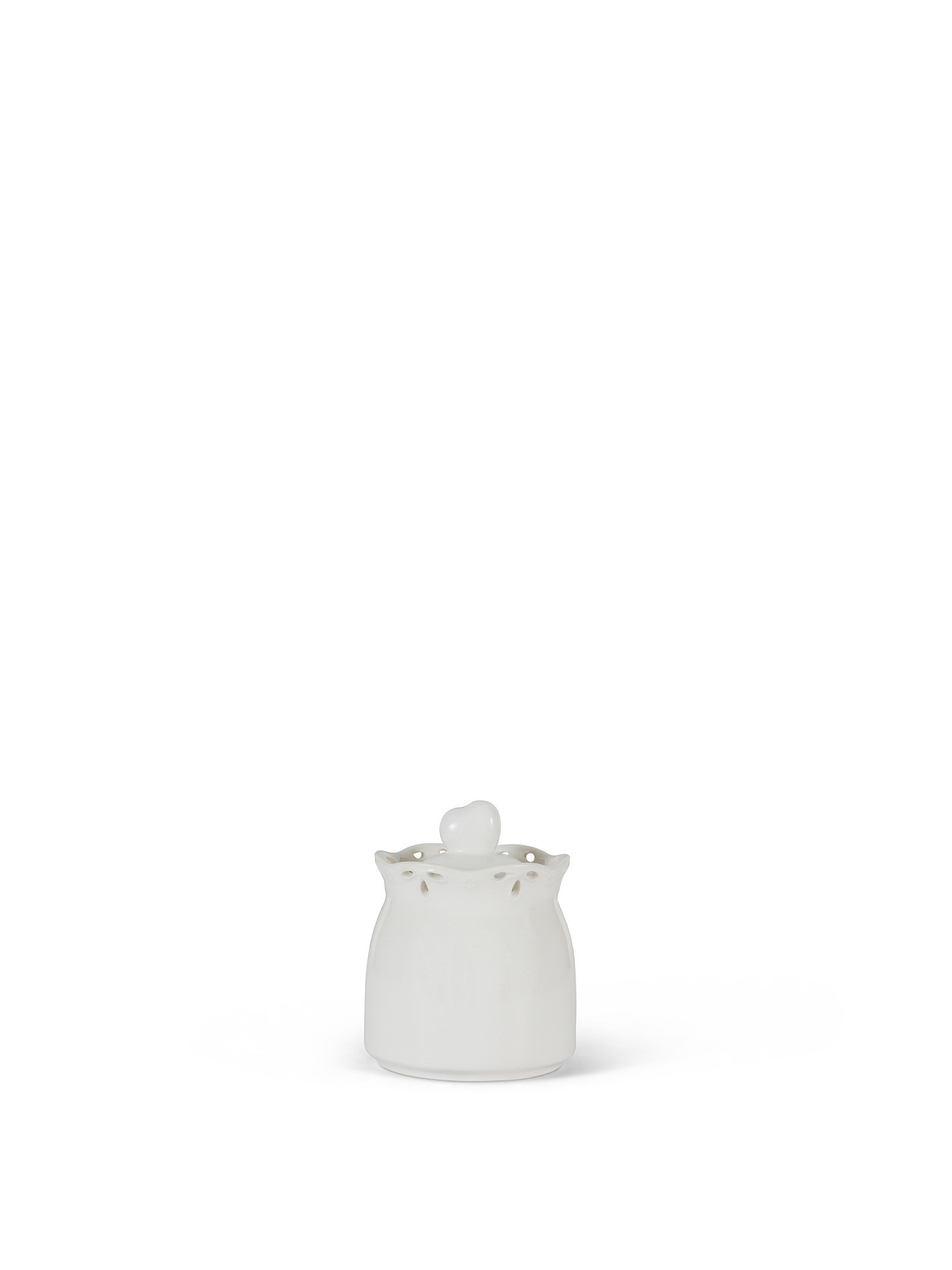 Zuccheriera ceramica traforata, Bianco, large image number 0